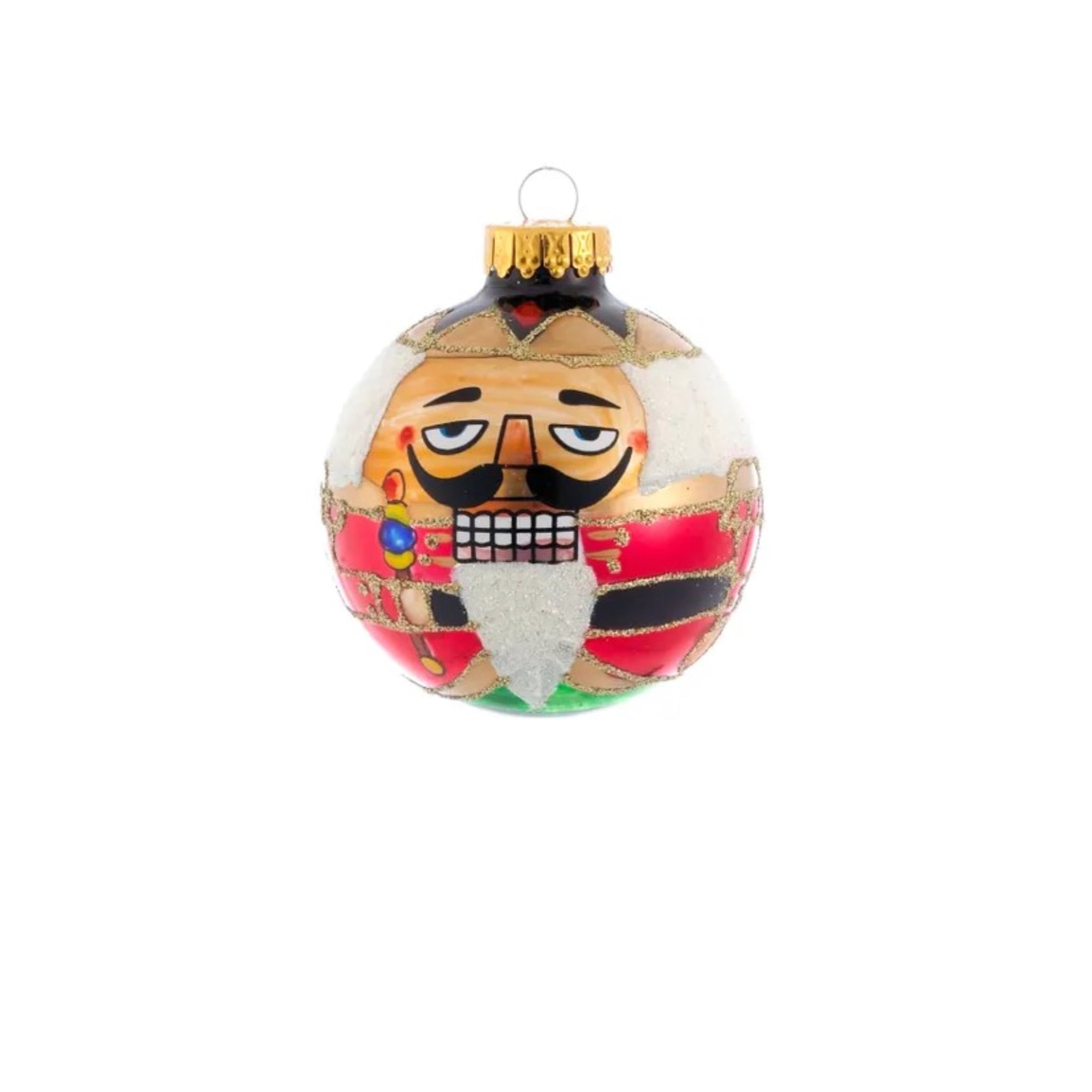 Kurt Adler Glass Ball Christmas Tree Ornament Set, Nutcracker Design, 2.5" (4-Count)