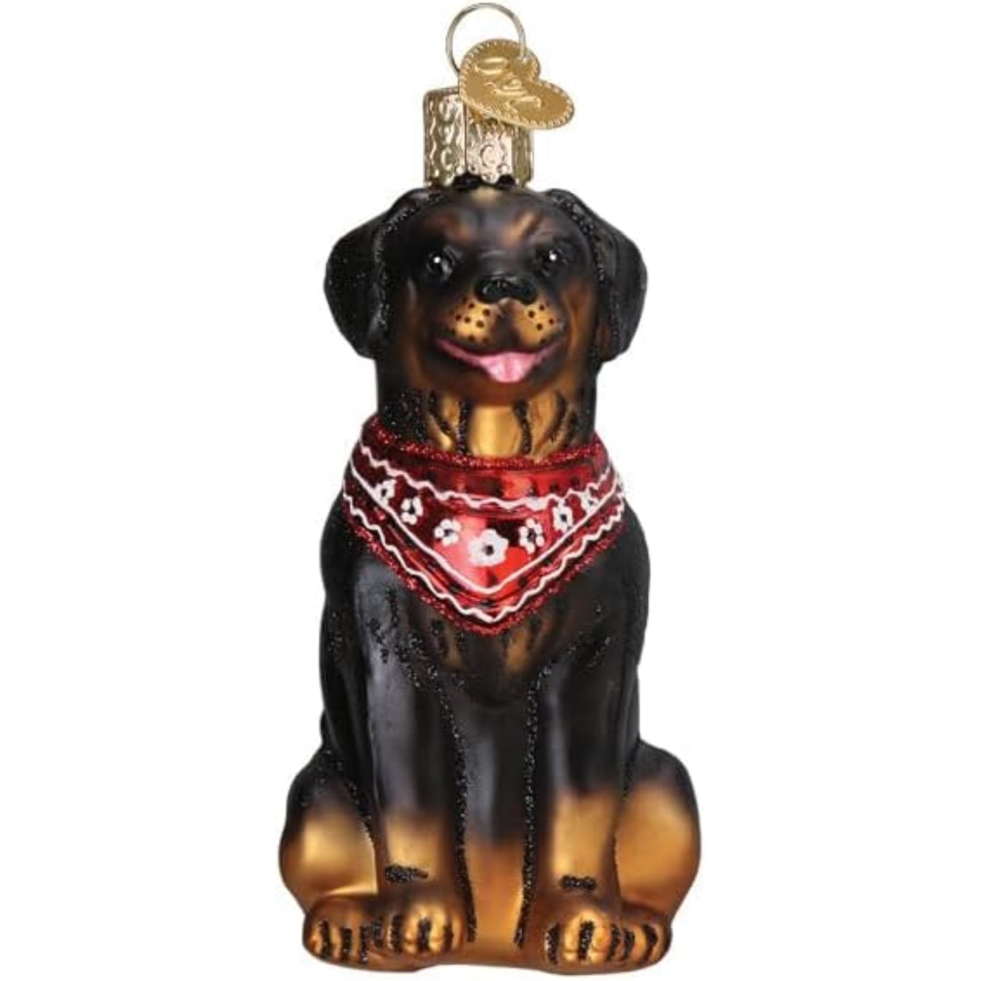 Old World Christmas Blown Glass Ornament for Christmas Tree, Rottweiler (with OWC Gift Box)