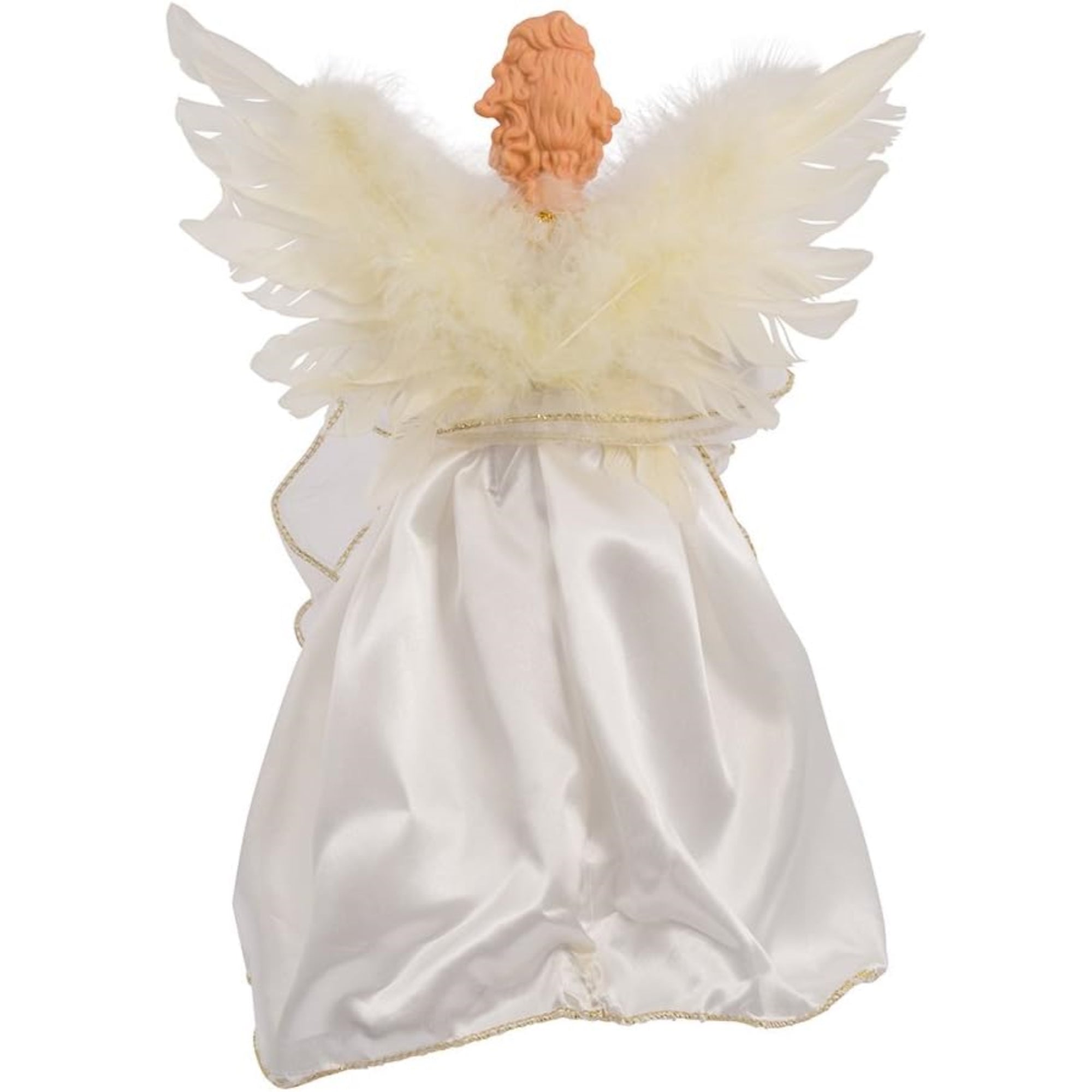 Kurt Adler Ivory and Gold Illuminated Angel Christmas Treetop, 12in