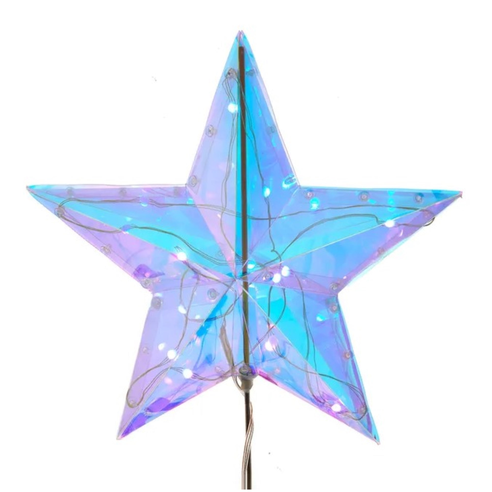 Kurt Adler Lighted Magical Iridescent Star Tree Topper, 13.25"