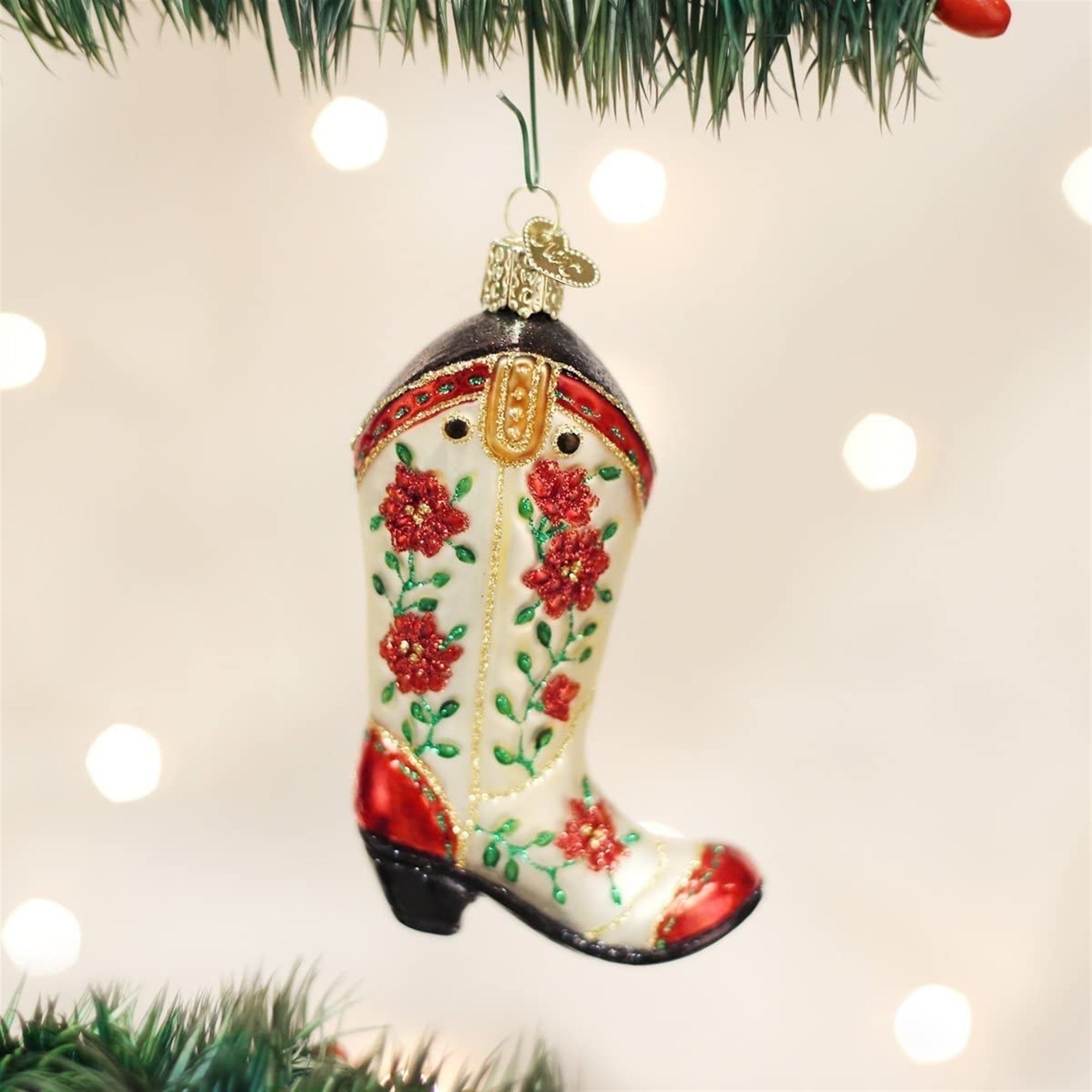 Old World Christmas Blown Glass Ornament for Christmas Tree, Cowgirl Boot