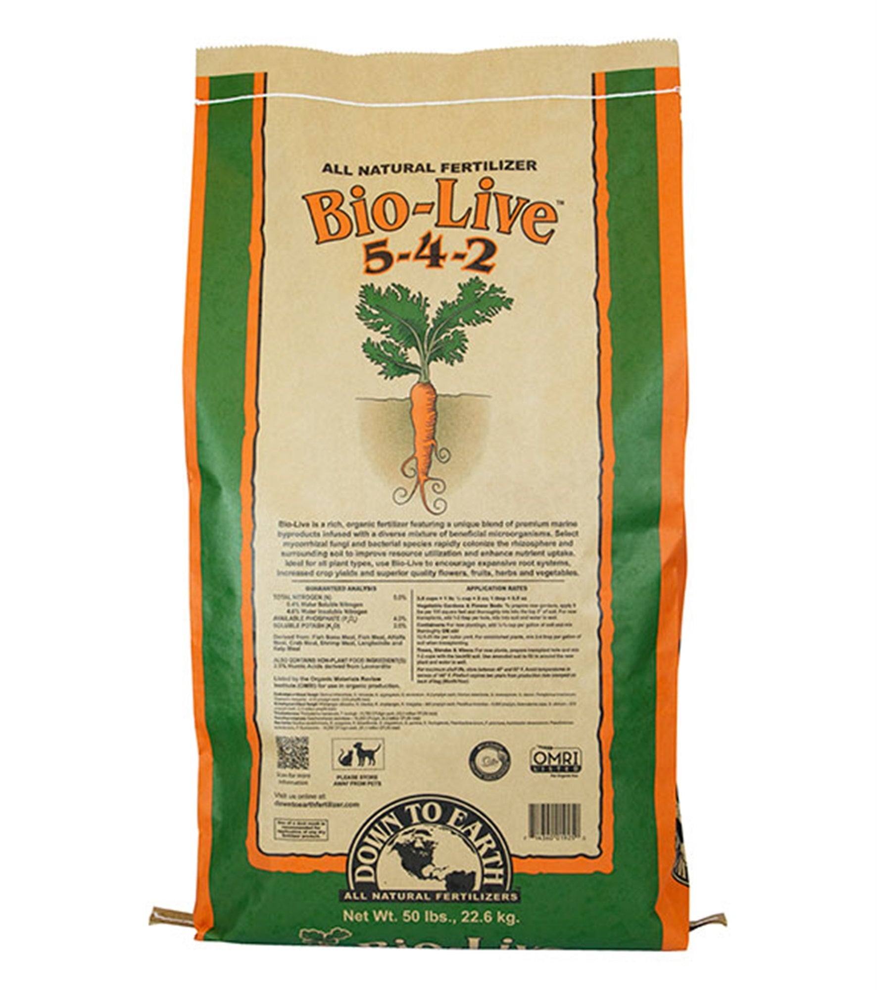 Down to Earth Organic Bio-Live Fertilizer Mix 5-4-2