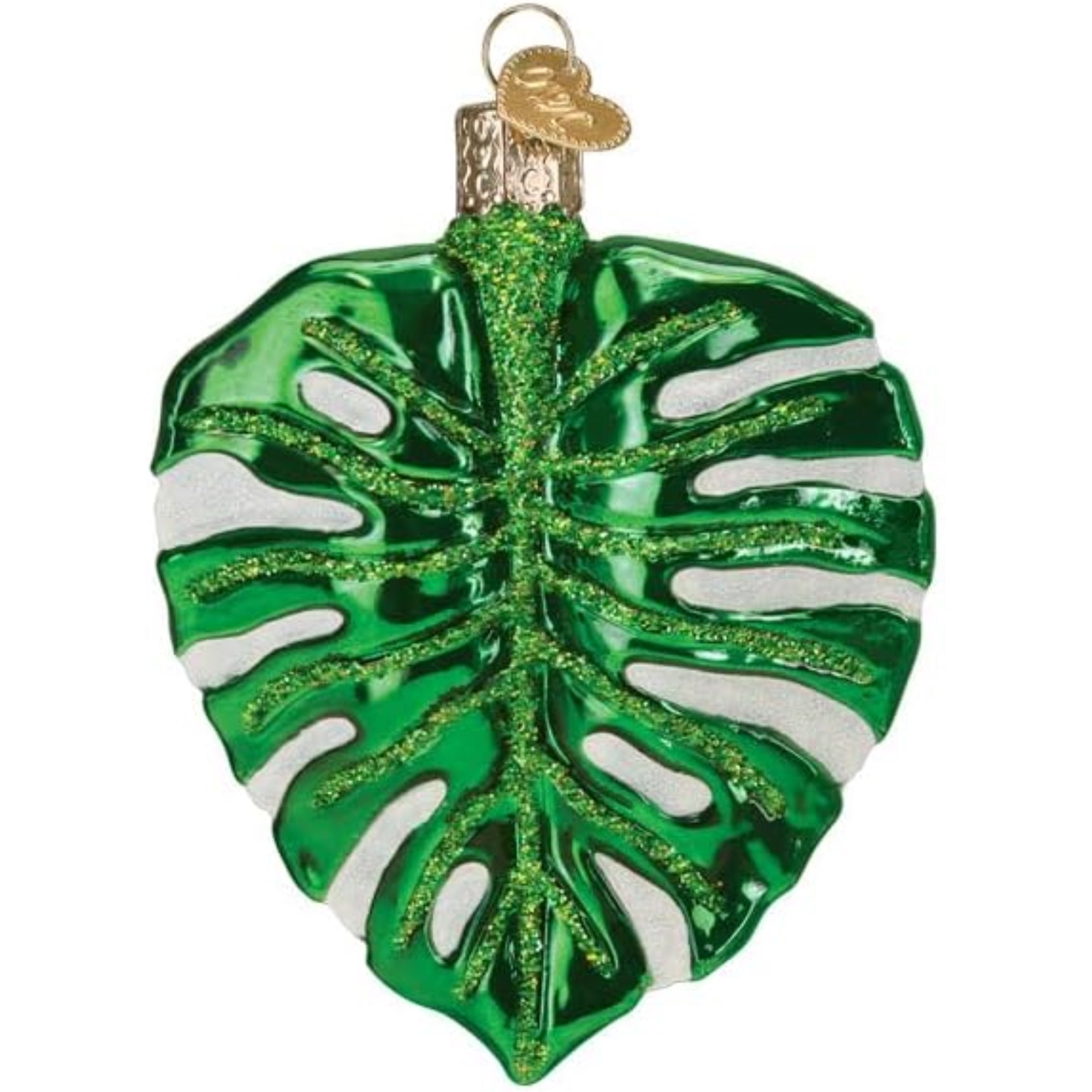 Old World Christmas Blown Glass Ornament for Christmas Tree, Monstera Leaf (with OWC Gift Box)