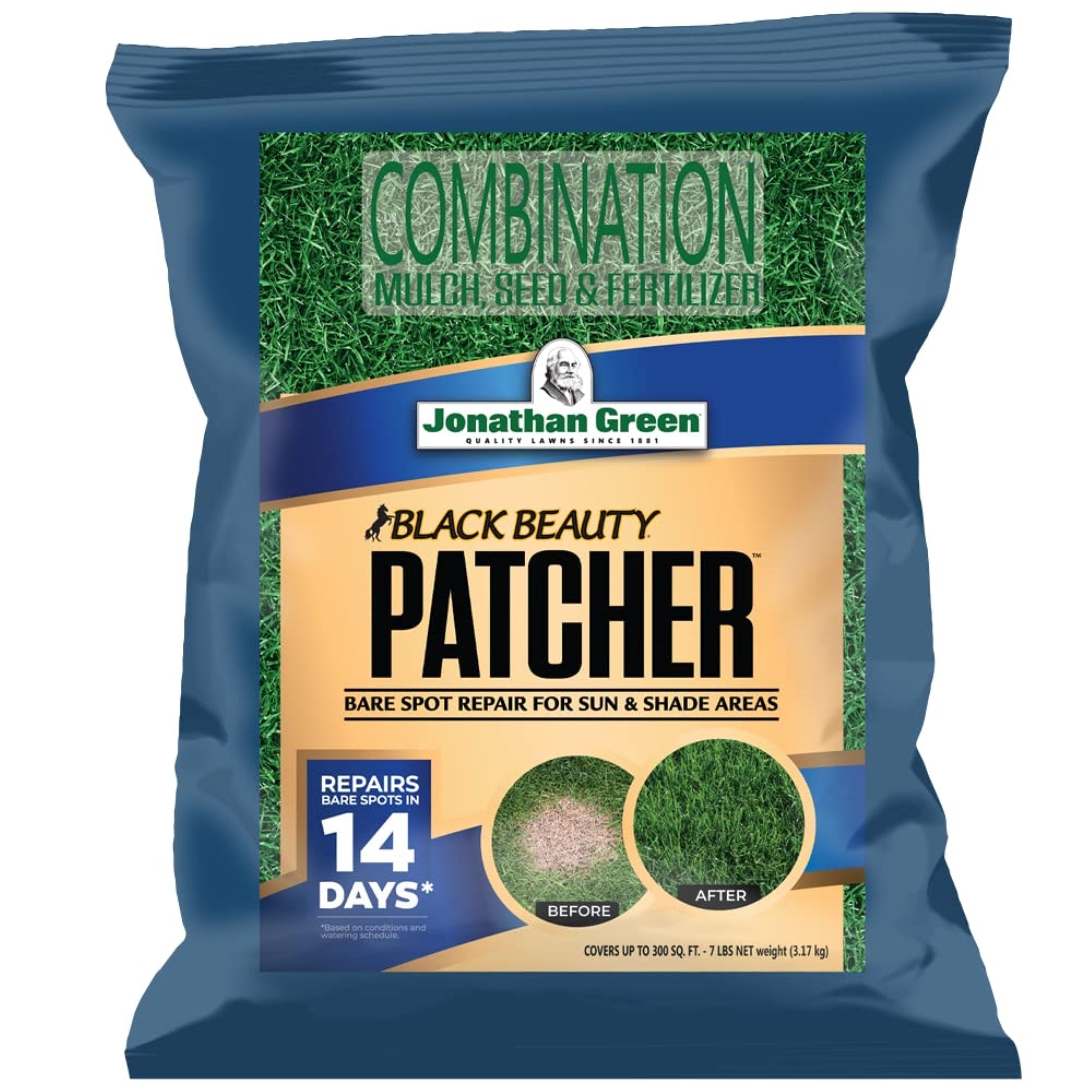 Jonathan Green Black Beauty Combination Mulch, Seed and Fertilizer, Patcher Bare Spot Repair for Sun & Shade Areas