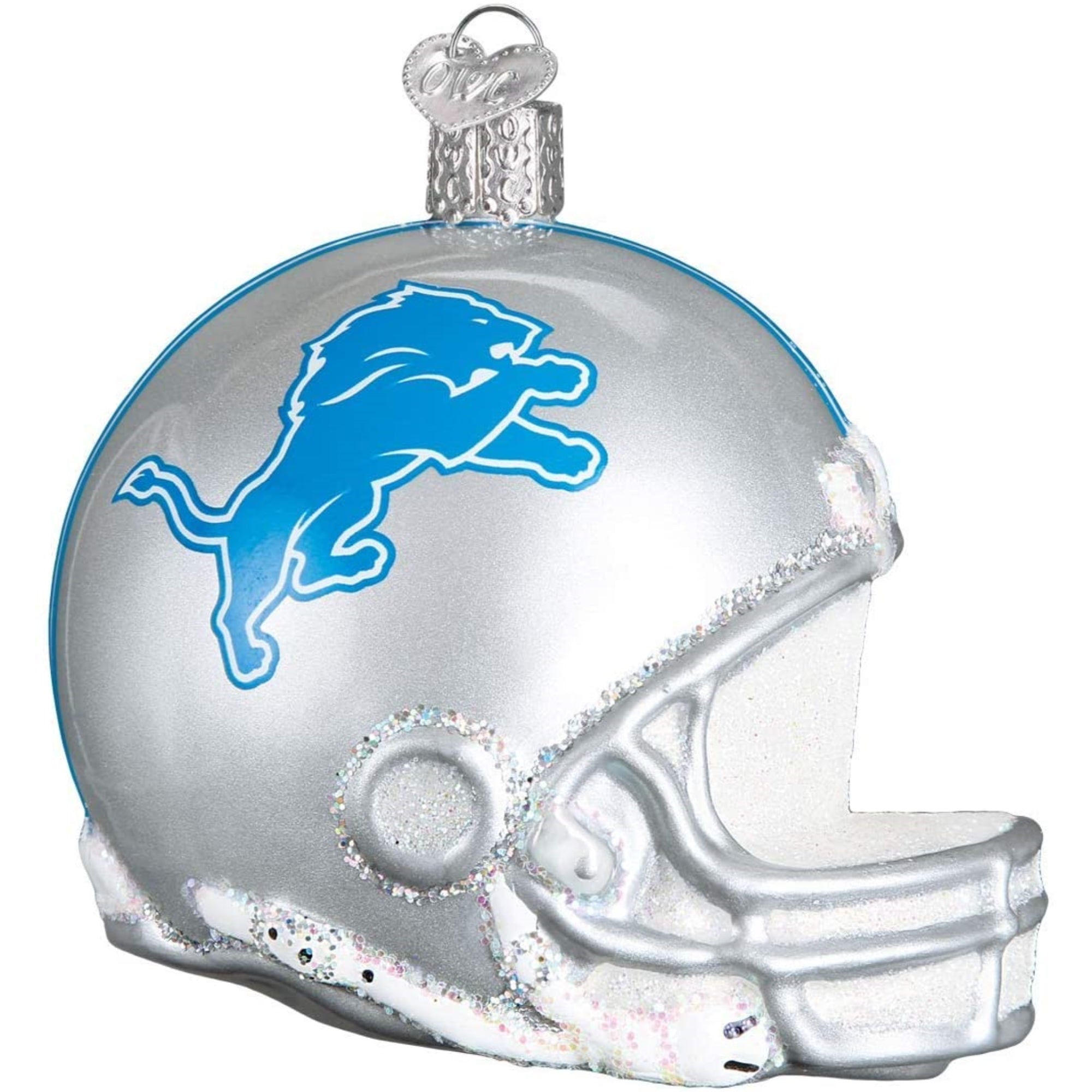 Old World Christmas Blown Glass Ornament for Christmas Tree, Detroit Lions Helmet