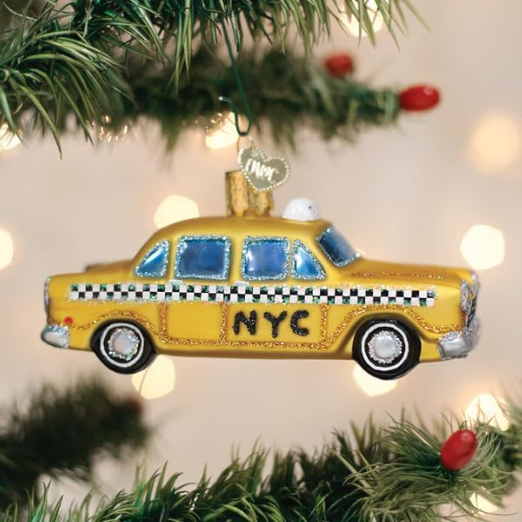 Old World Christmas Blown Glass Ornament for Christmas Tree, Nyc Taxi (with OWC Gift Box)