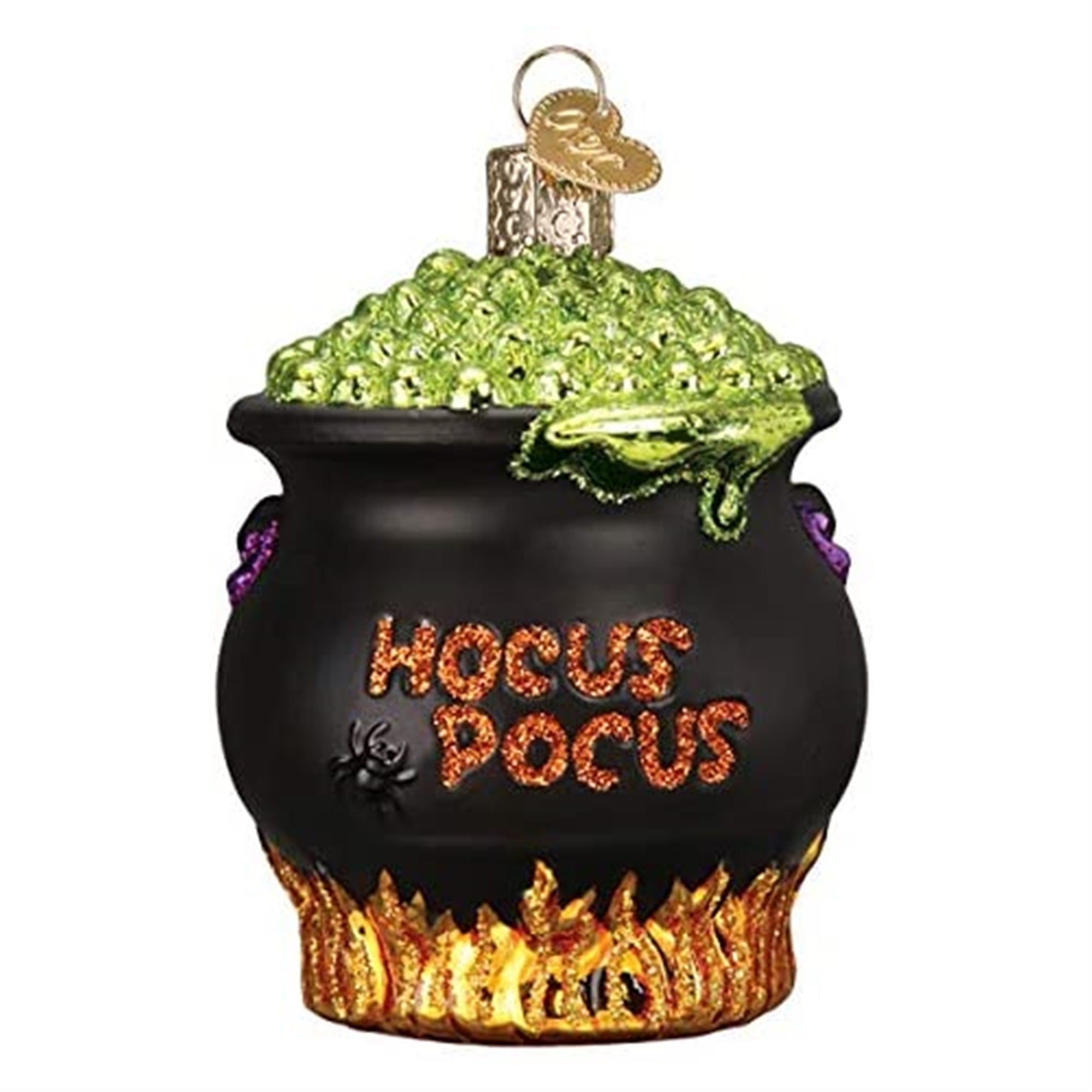 Old World Glass Blown Ornament Halloween Cauldron, 3.25"