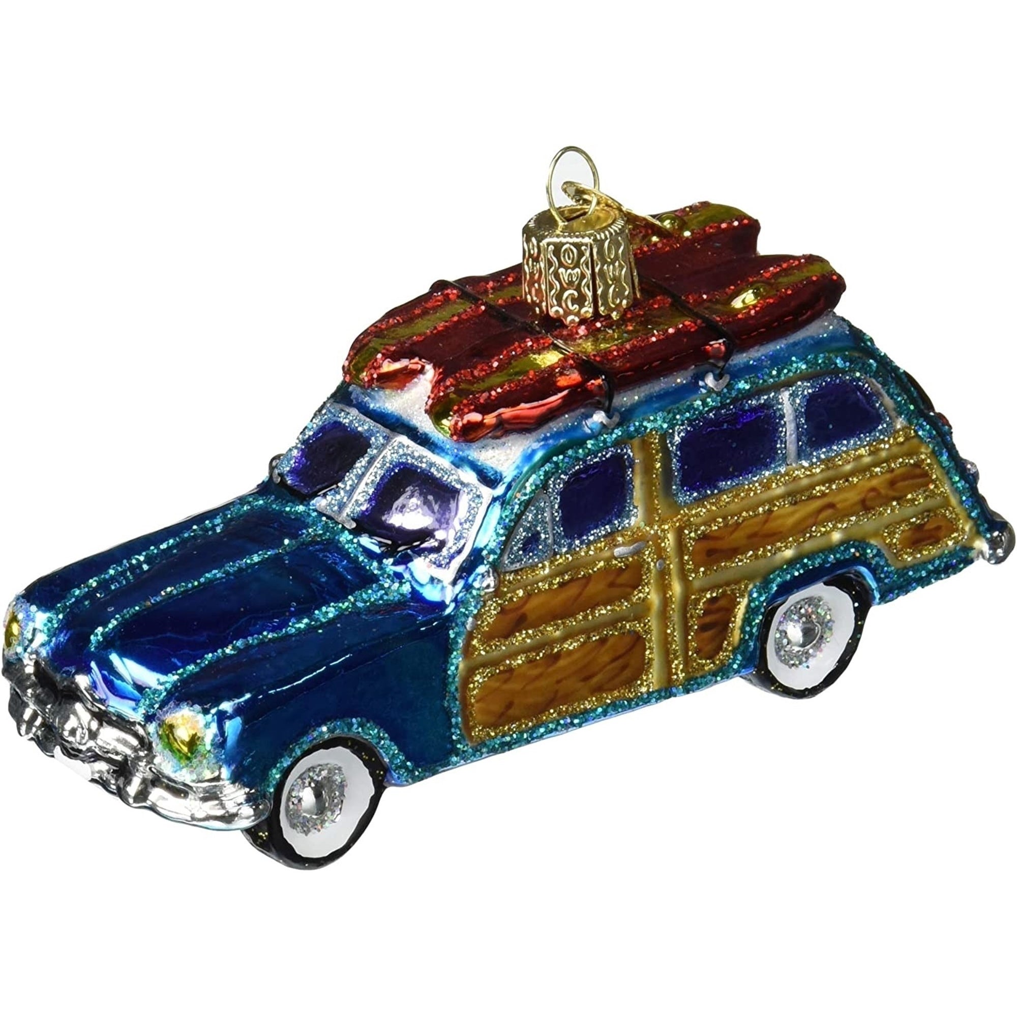 Old World Christmas Blown Glass Ornament for Christmas Tree, Surf's up Wagon