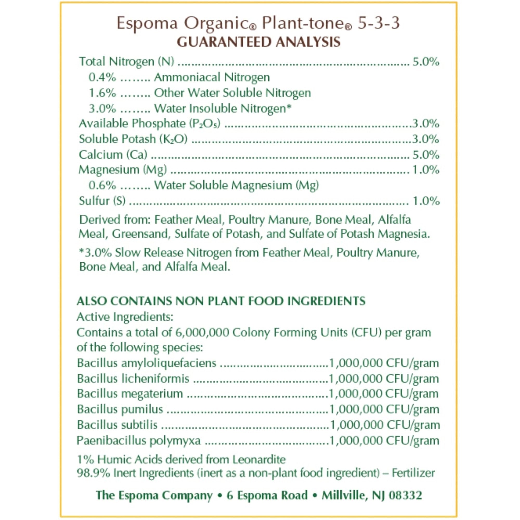 Espoma Organic Plant-tone 5-3-3 All Purpose Plant Food for Organic Gardening, Bigger Growth & Blooms for Flowers, Vegetables, Trees, and Shrubs