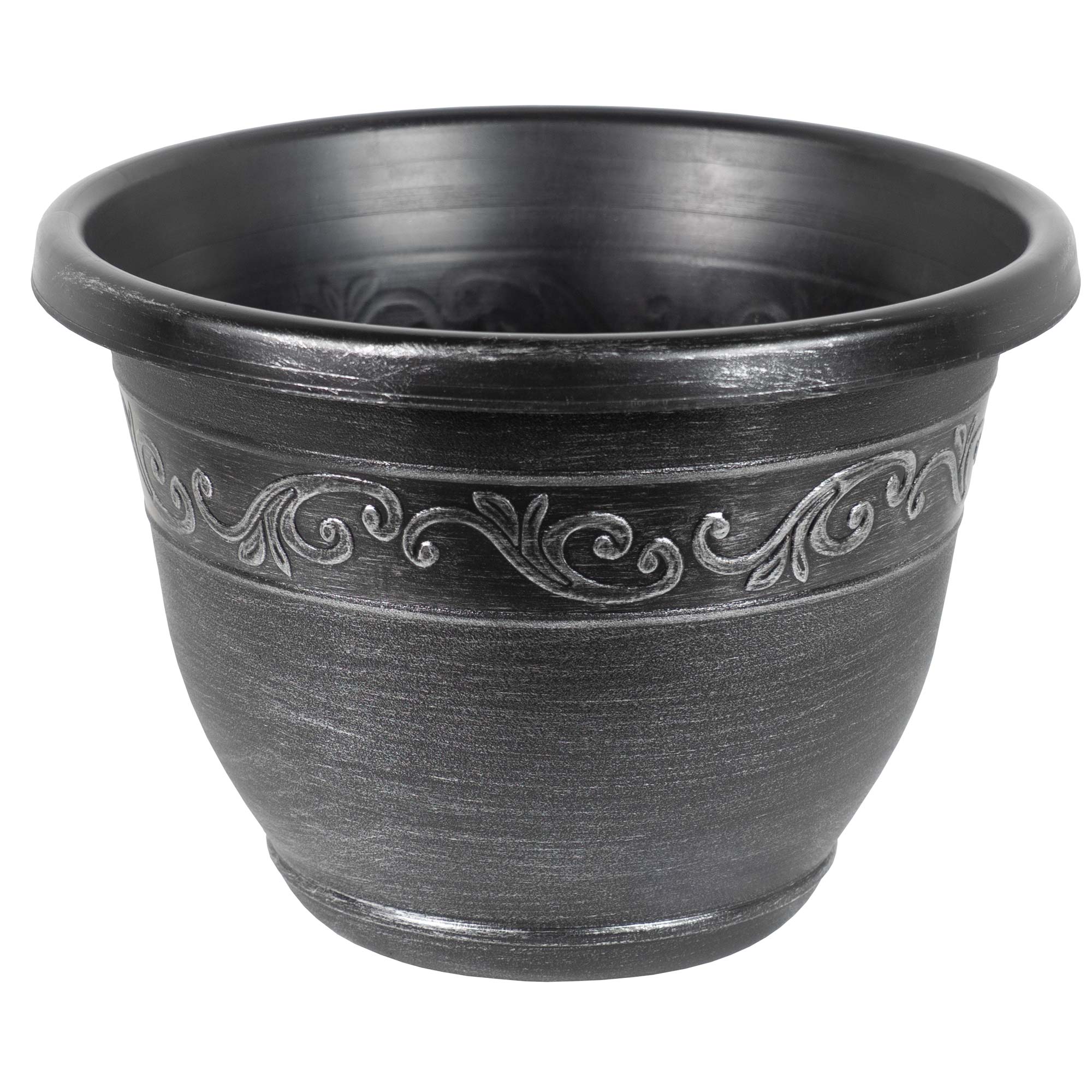 Garden Elements In/Outdoor Tulip Banded Traditional Plastic Round Flower Pot Patio Planter