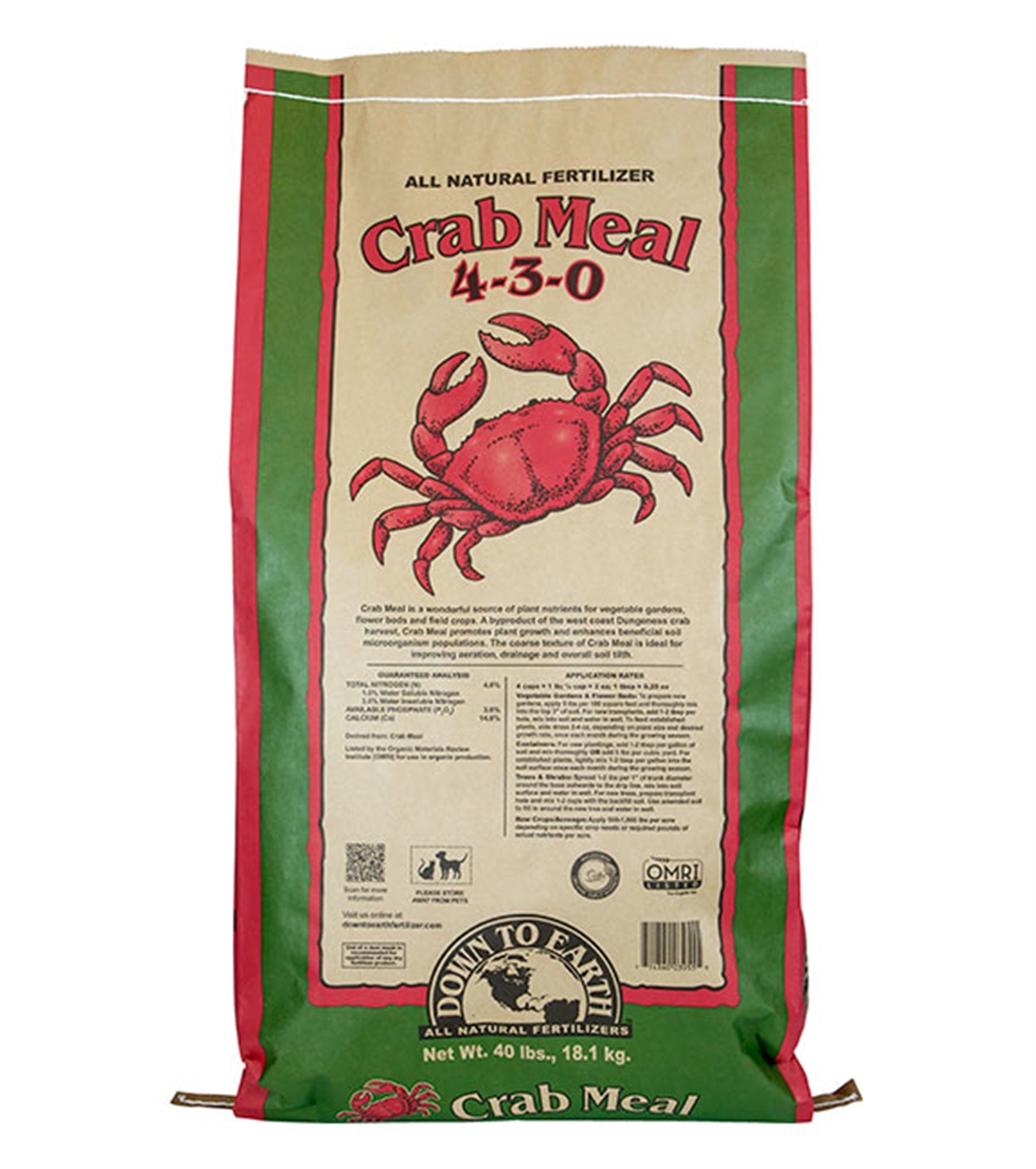 Down to Earth Organic Crab Meal Fertilizer Mix 4-3-0