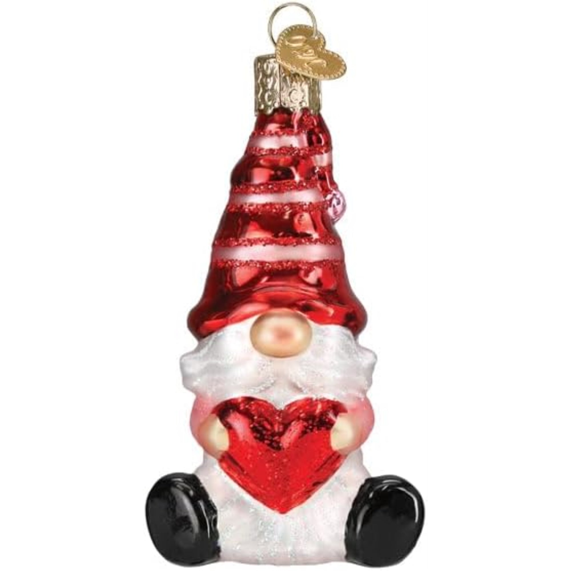 Old World Christmas Blown Glass Ornament for Christmas Tree, Valentine Gnome (with OWC Gift Box)