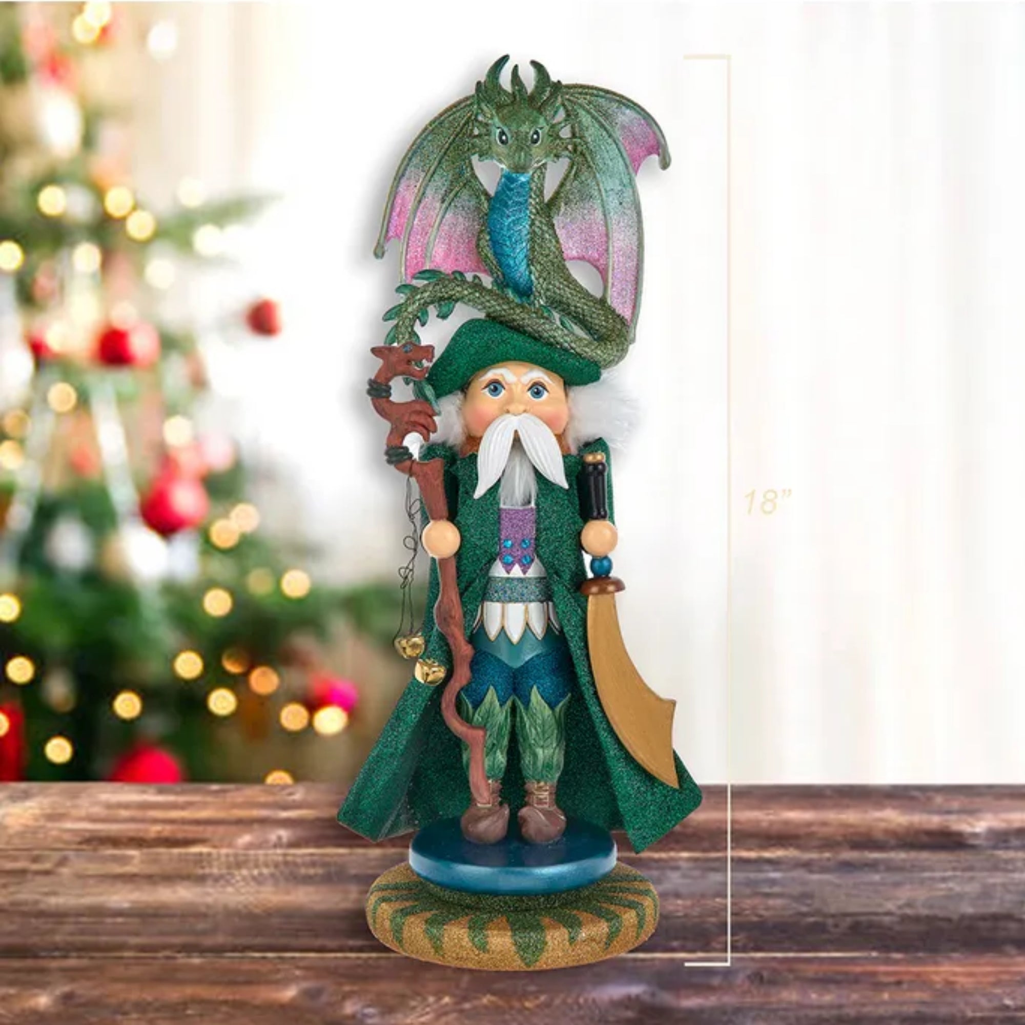 Kurt Adler Hollywood Nutcracker Collection, Wizard With Dragon, 18in
