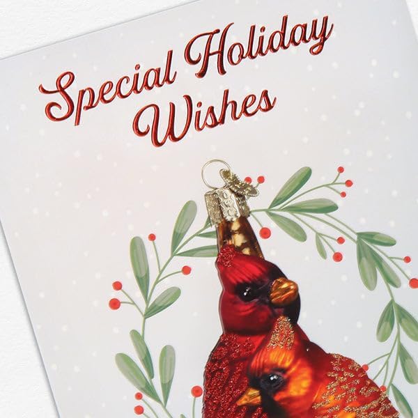 Old World Christmas Ornament Christmas Card, Cardinal, 7 x 5in