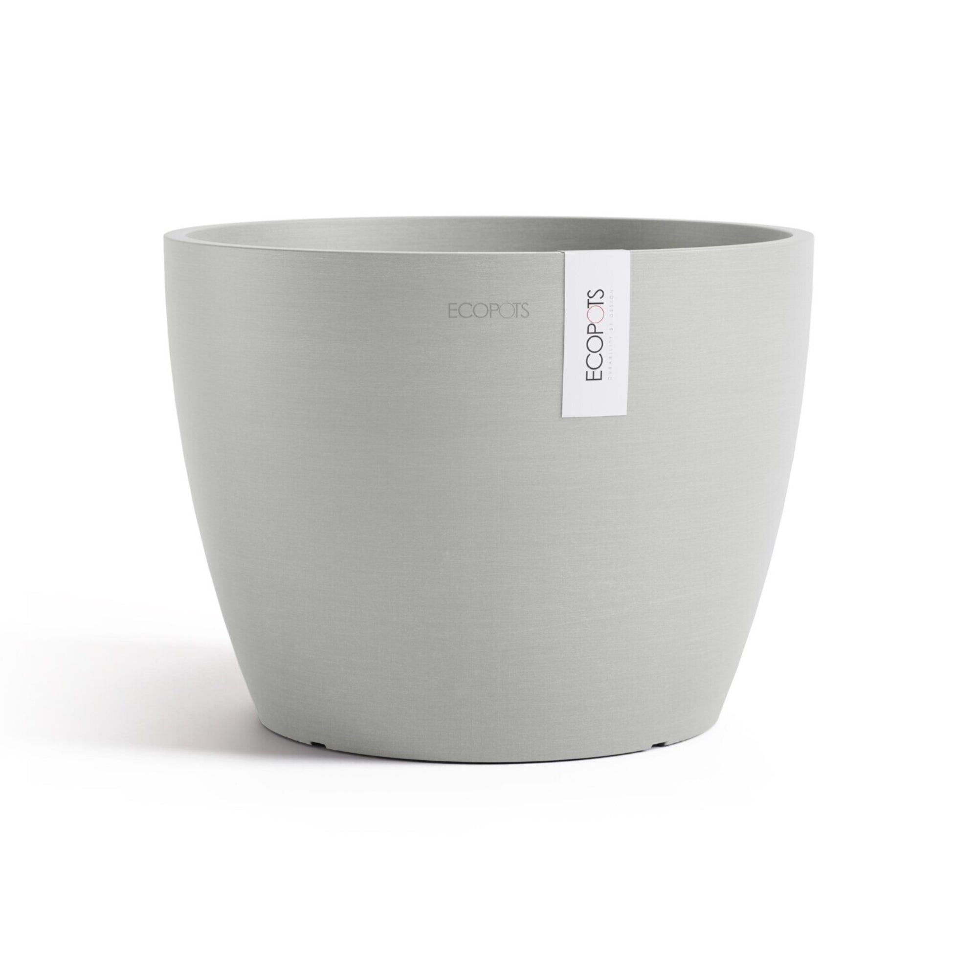 EcoPots Stockholm Durable Indoor/Outdoor Modern Round Recycled Plastic Planter Flower Pot