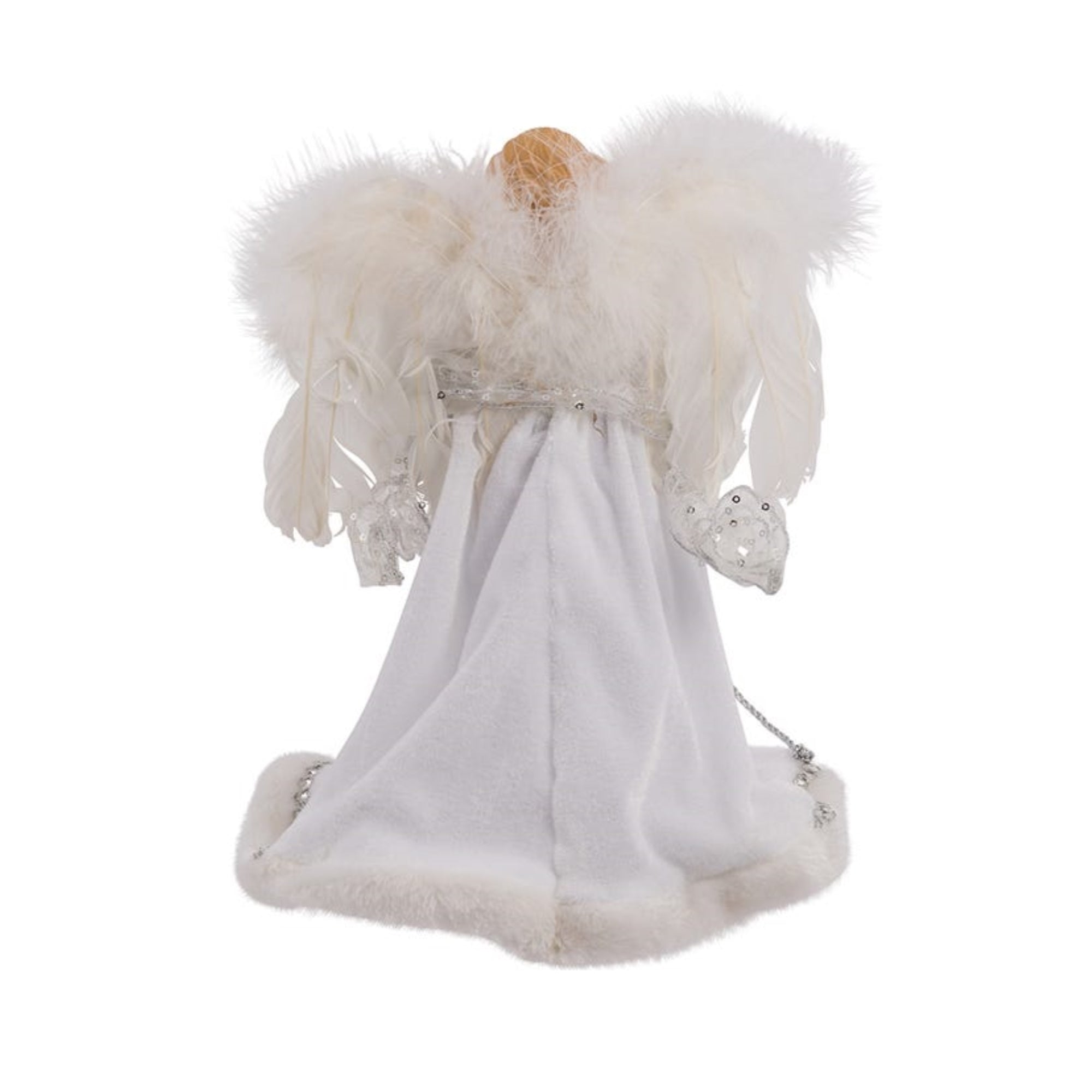 Kurt Adler 10-Light Angel Tree Topper, White and Silver, 12"