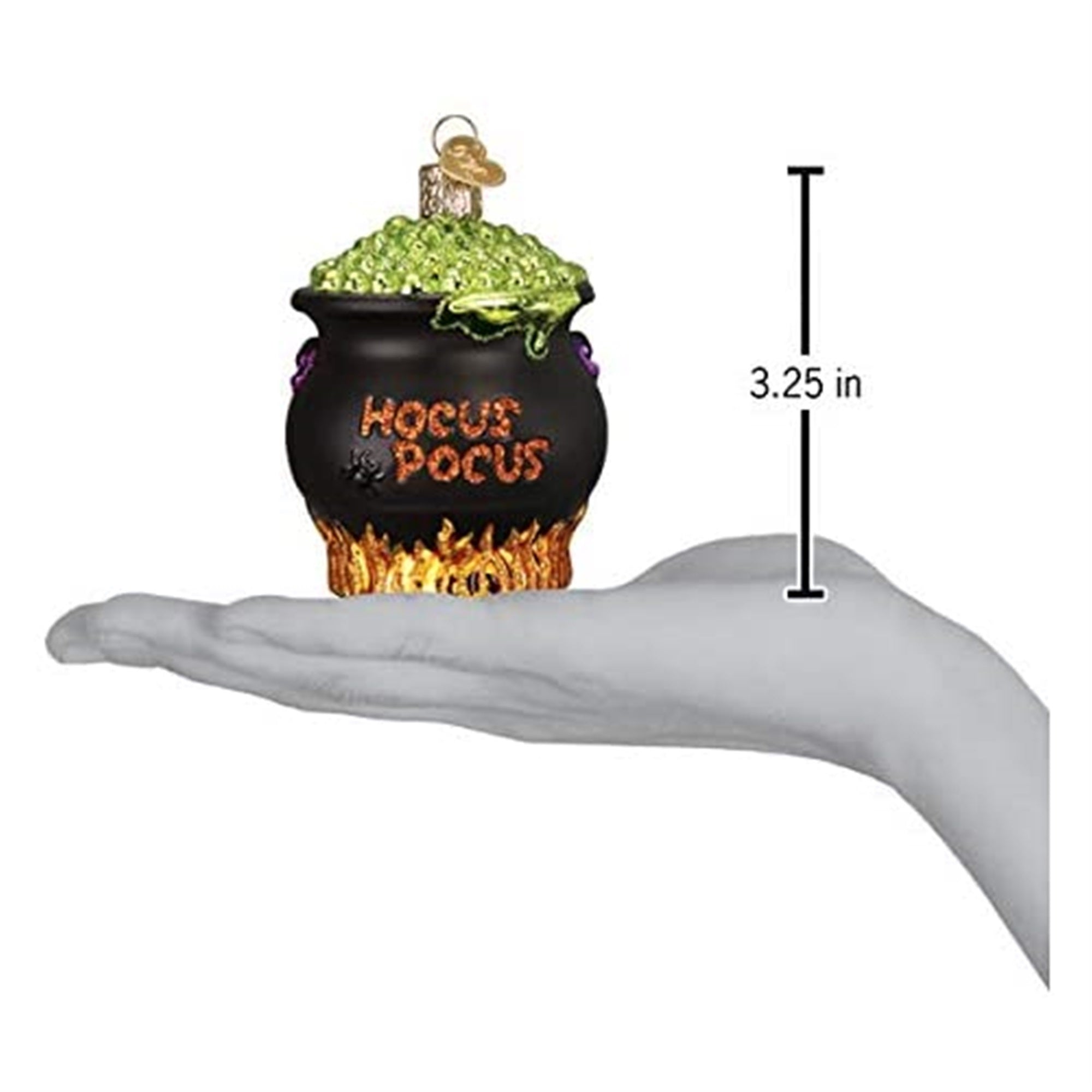 Old World Glass Blown Ornament Halloween Cauldron, 3.25"