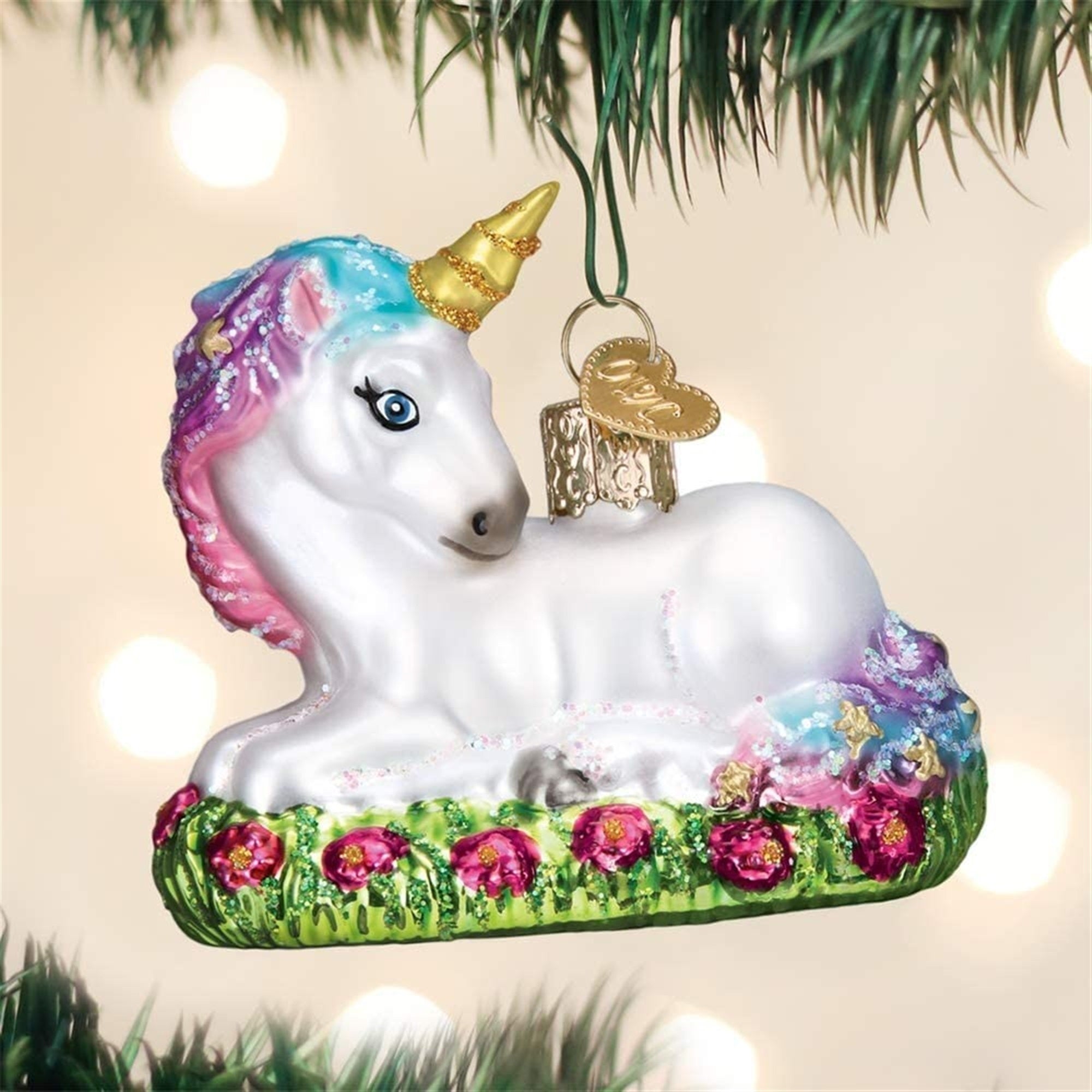 Old World Christmas Blown Glass Ornament for Christmas Tree, Baby Unicorn