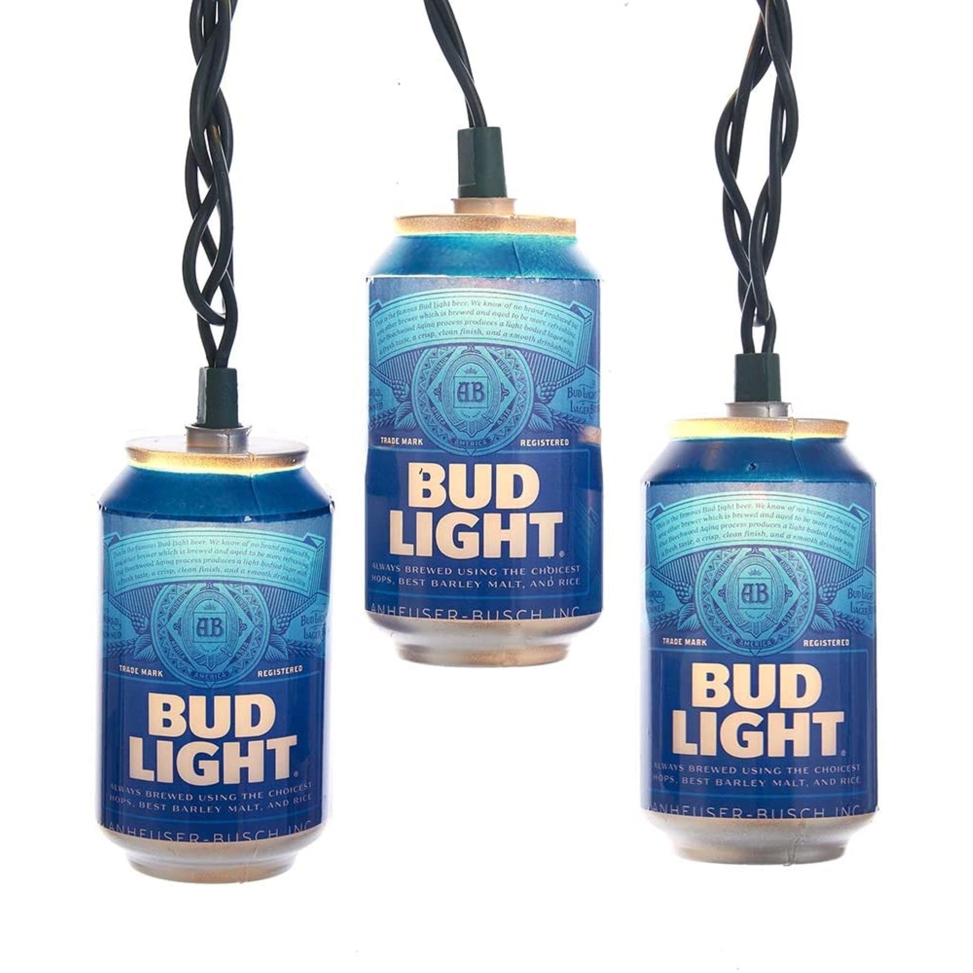 Kurt Adler Indoor/Outdoor Novelty String 10-Light Set, Bud Light New Logo Cans, 11.5'