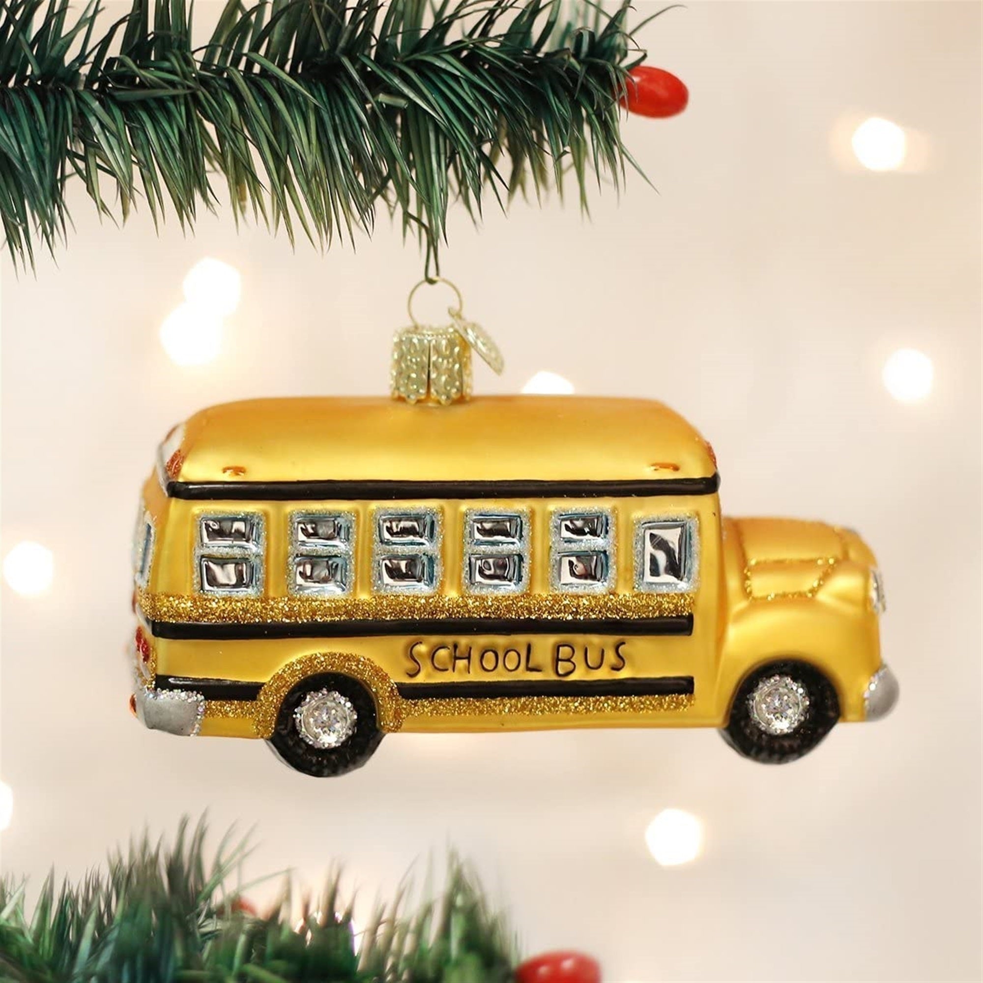 Old World Christmas Blown Glass Ornament for Christmas Tree, School Bus