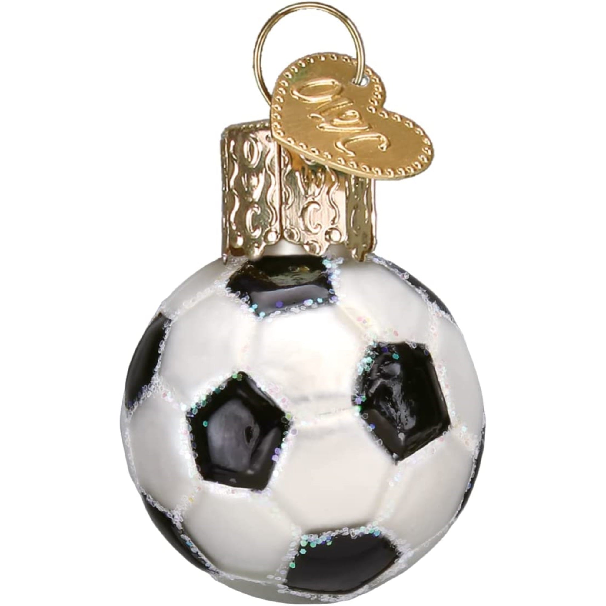 Old World Christmas Blown Glass Mini Ornament for Christmas Tree, Soccer Ball
