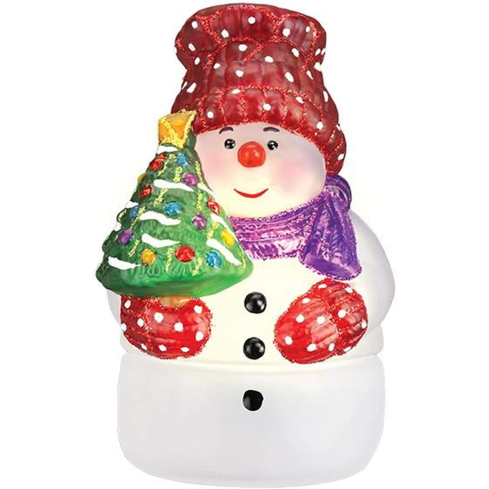 Old World Christmas Blown Glass Tea-light Candle Holder for Christmas Tree, Snowman with Tree