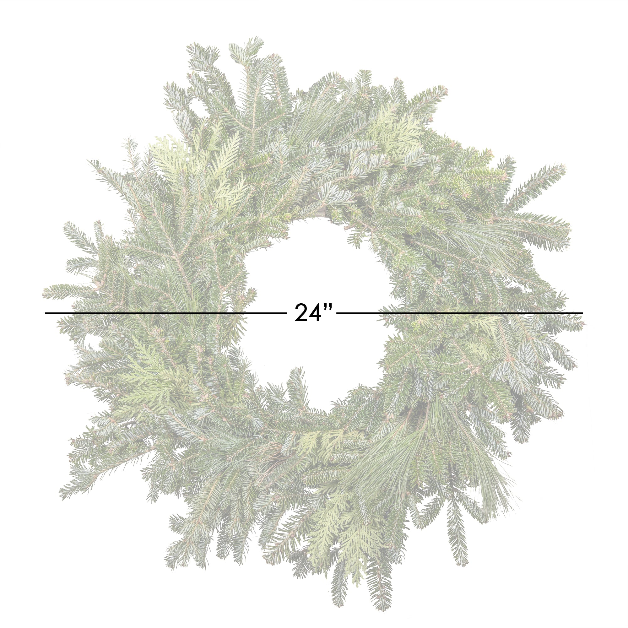 Garden Elements Fresh Handmade Christmas Holiday Live Evergreen Wreath, Mixed Fraser, White Pine and Arborvitae Greens, 22"