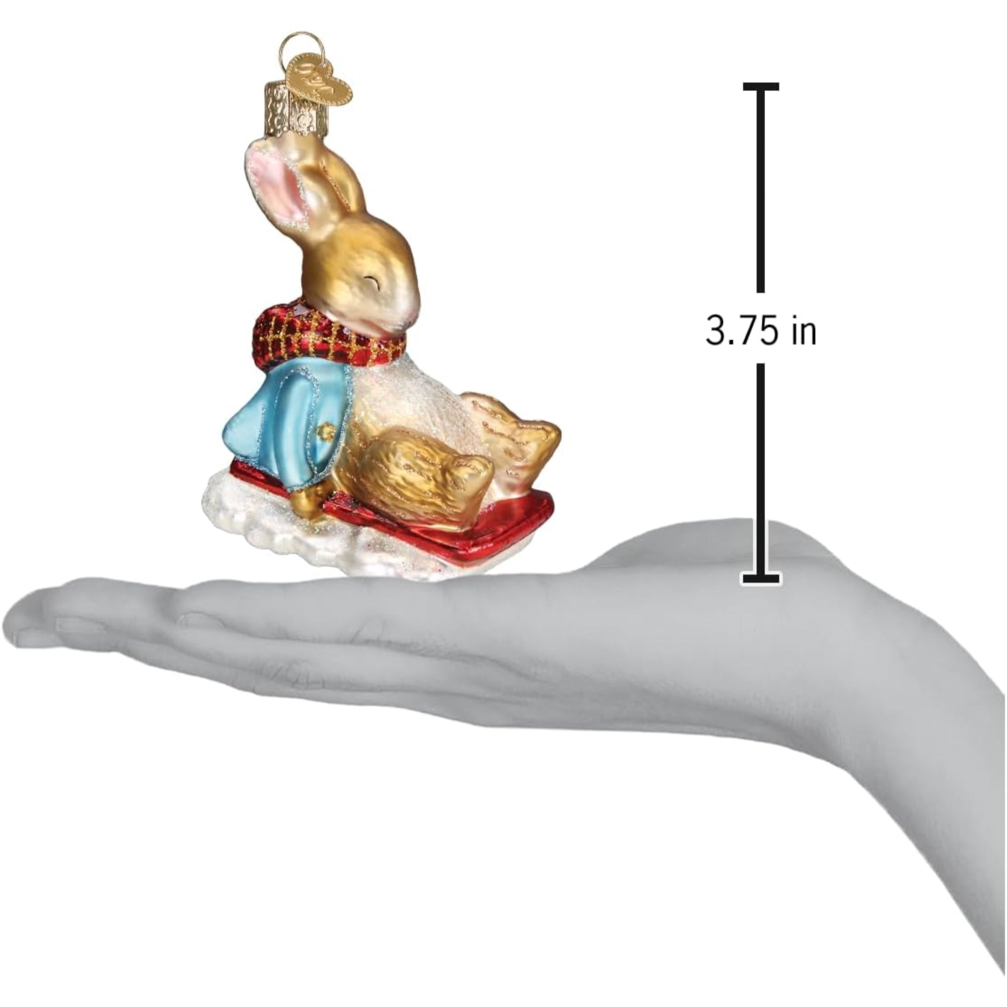 Old World Christmas Blown Glass Ornament for Christmas Tree, Peter Rabbit On Sled