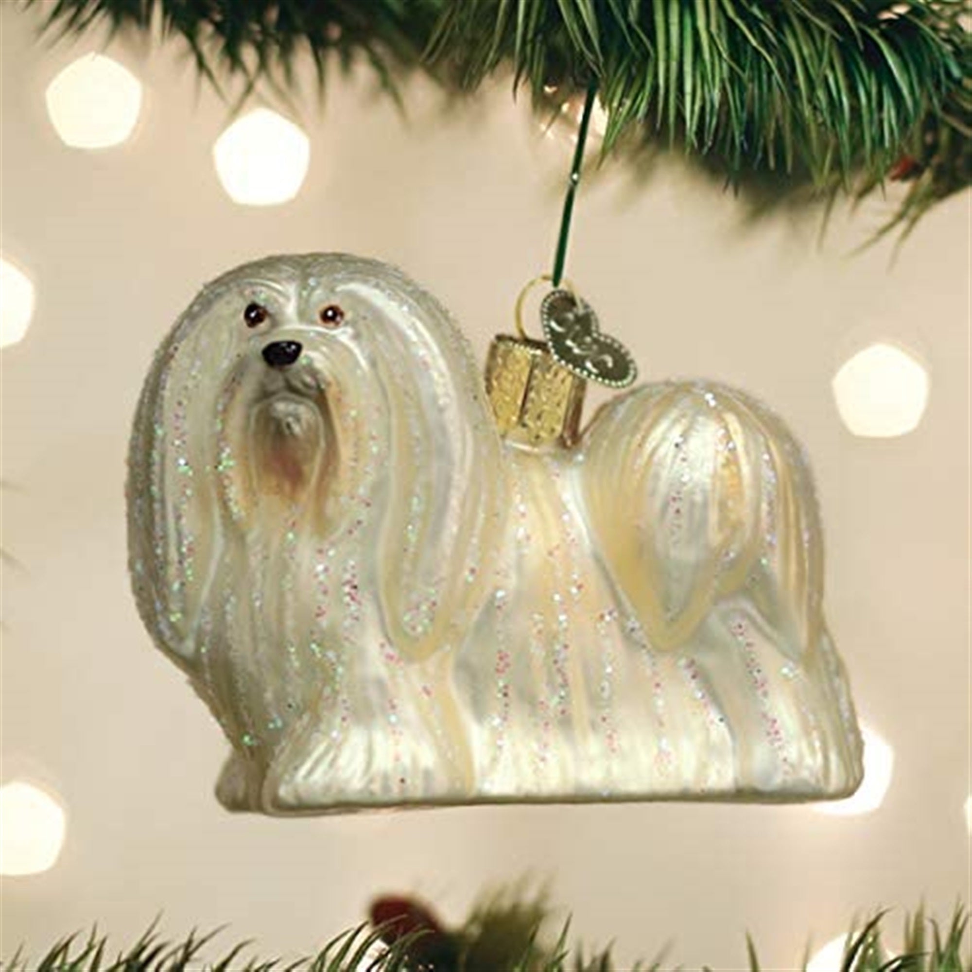 Old World Christmas Blown Glass Ornament for Christmas Tree, Lhaso Apso