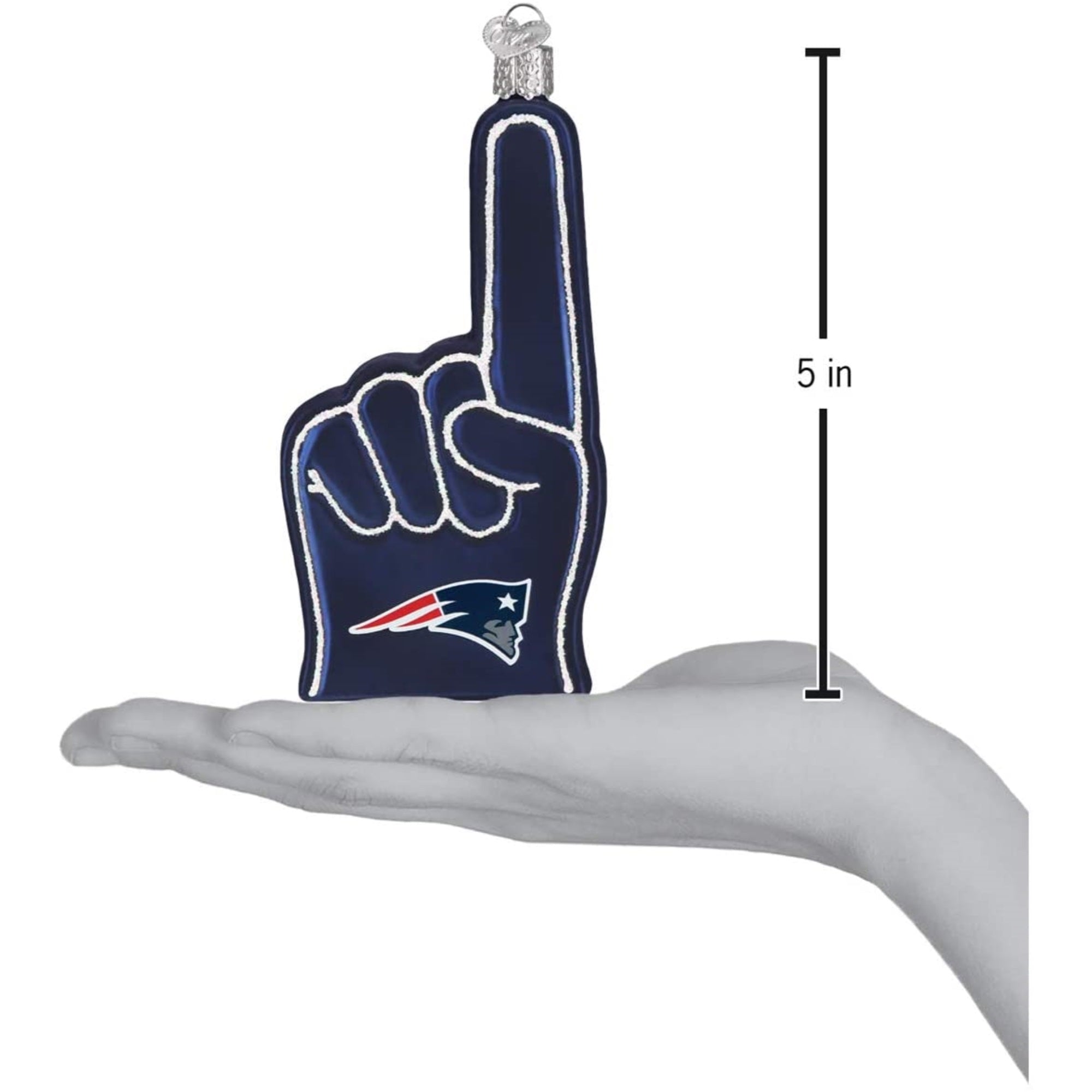 Old World Christmas Blown Glass Ornament for Christmas Tree, New Eng Patriots Foam Finger