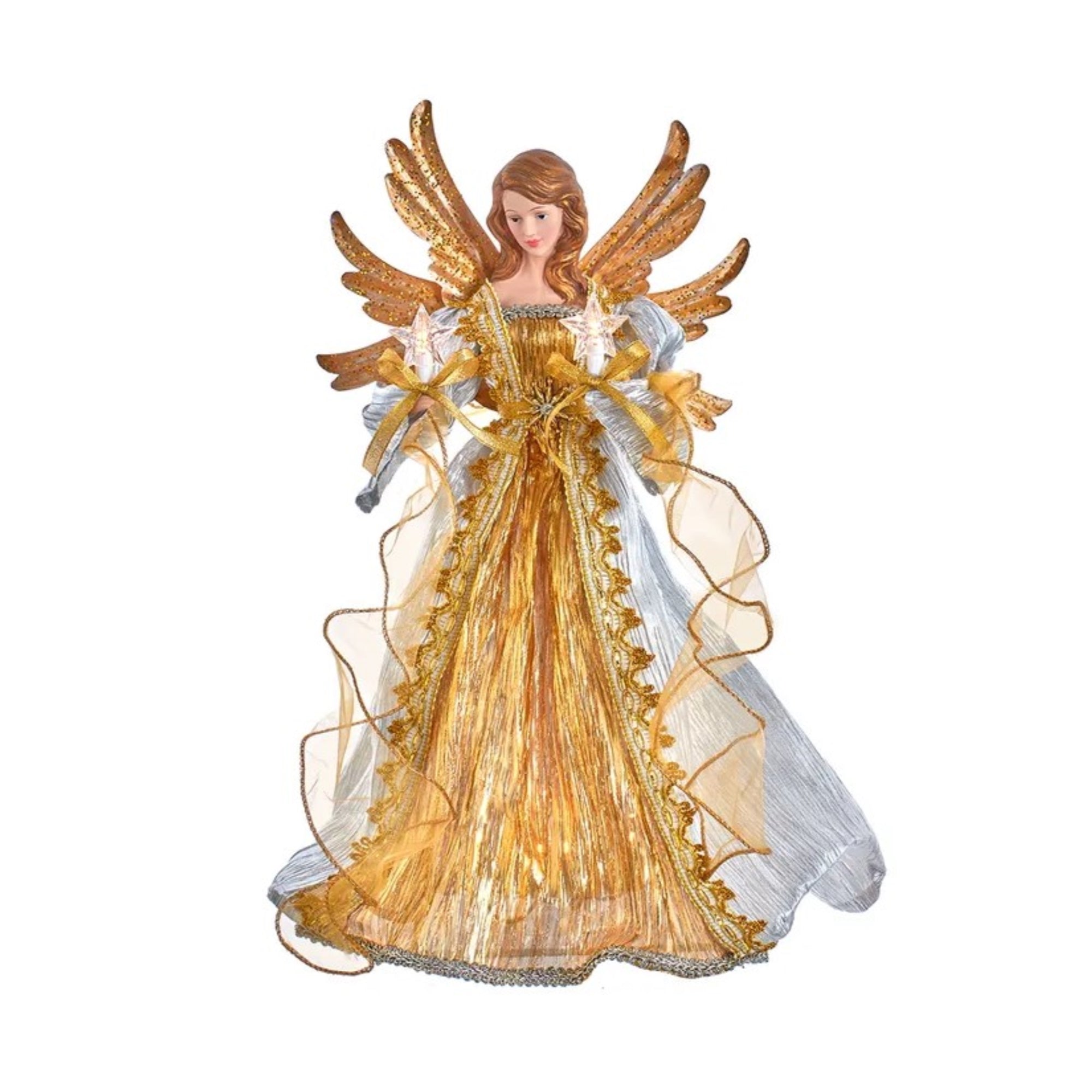 Kurt Adler UL 10-Light Silver and Gold Ombré Angel Treetop, 16in