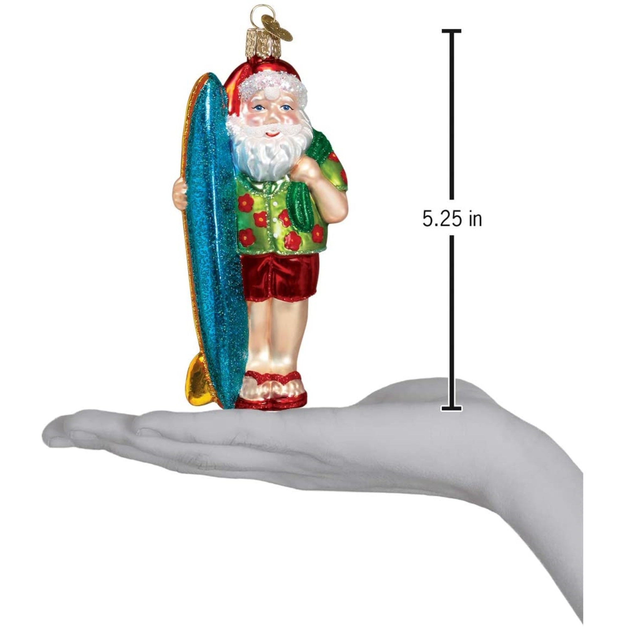 Old World Christmas Blown Glass Ornament for Christmas Tree, Surfer Santa