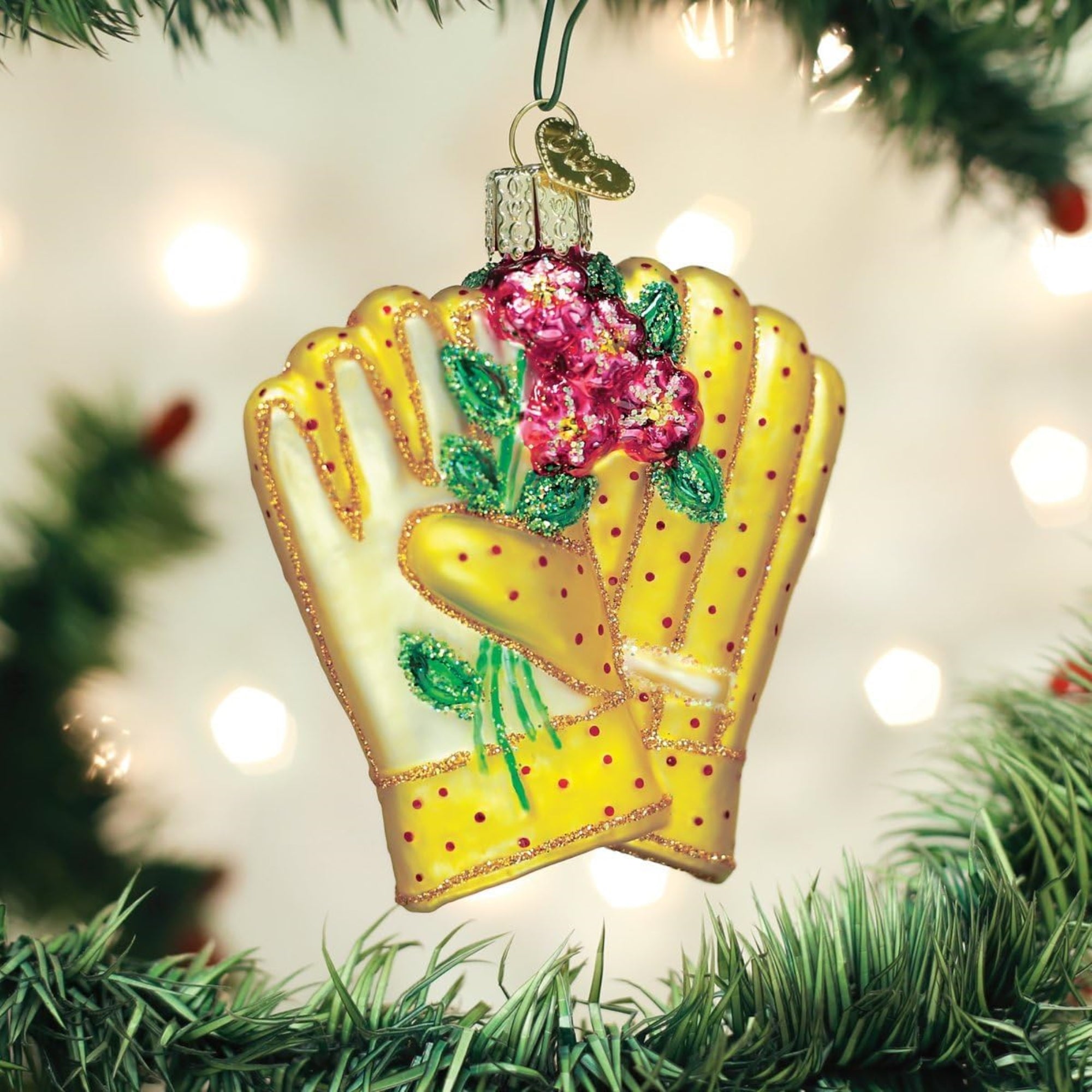 Old World Christmas Blown Glass Ornament for Christmas Tree, Gardening Gloves