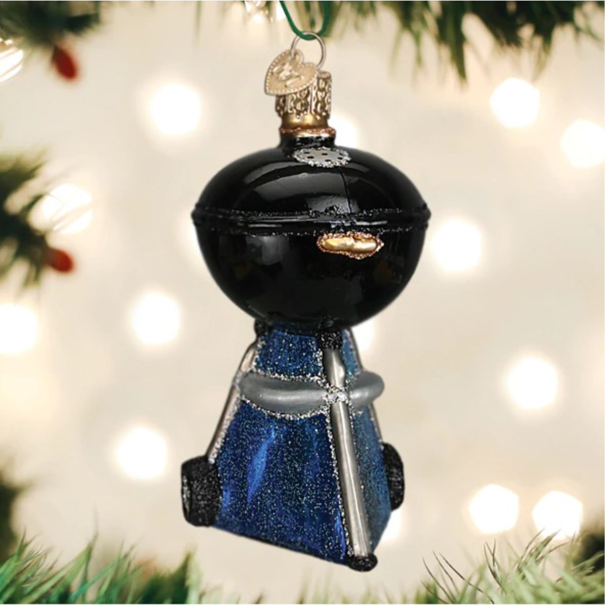 Old World Christmas Blown Glass Ornament for Christmas Tree, Black Classic Barbecue