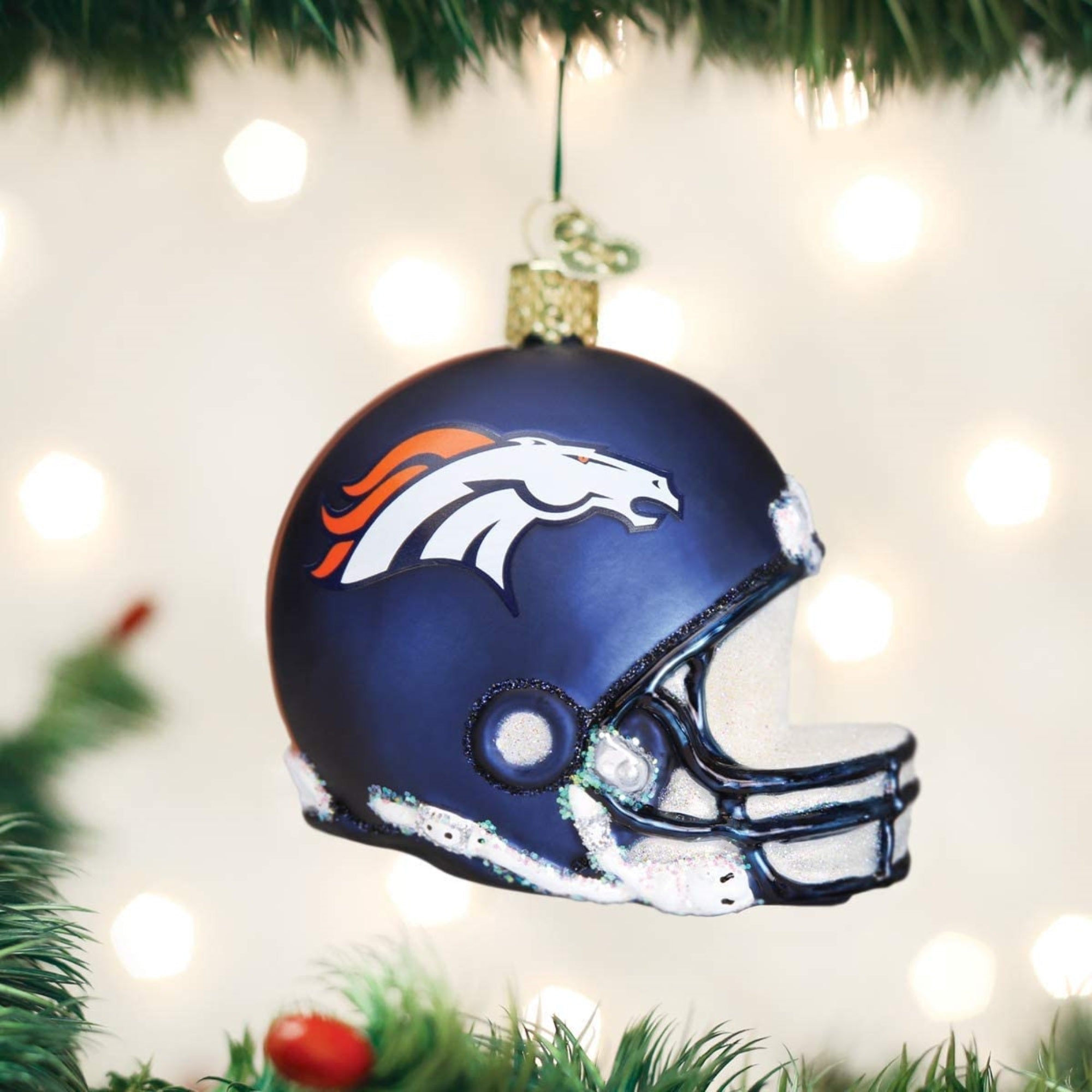 Old World Christmas Blown Glass Ornament for Christmas Tree, Denver Broncos Helmet