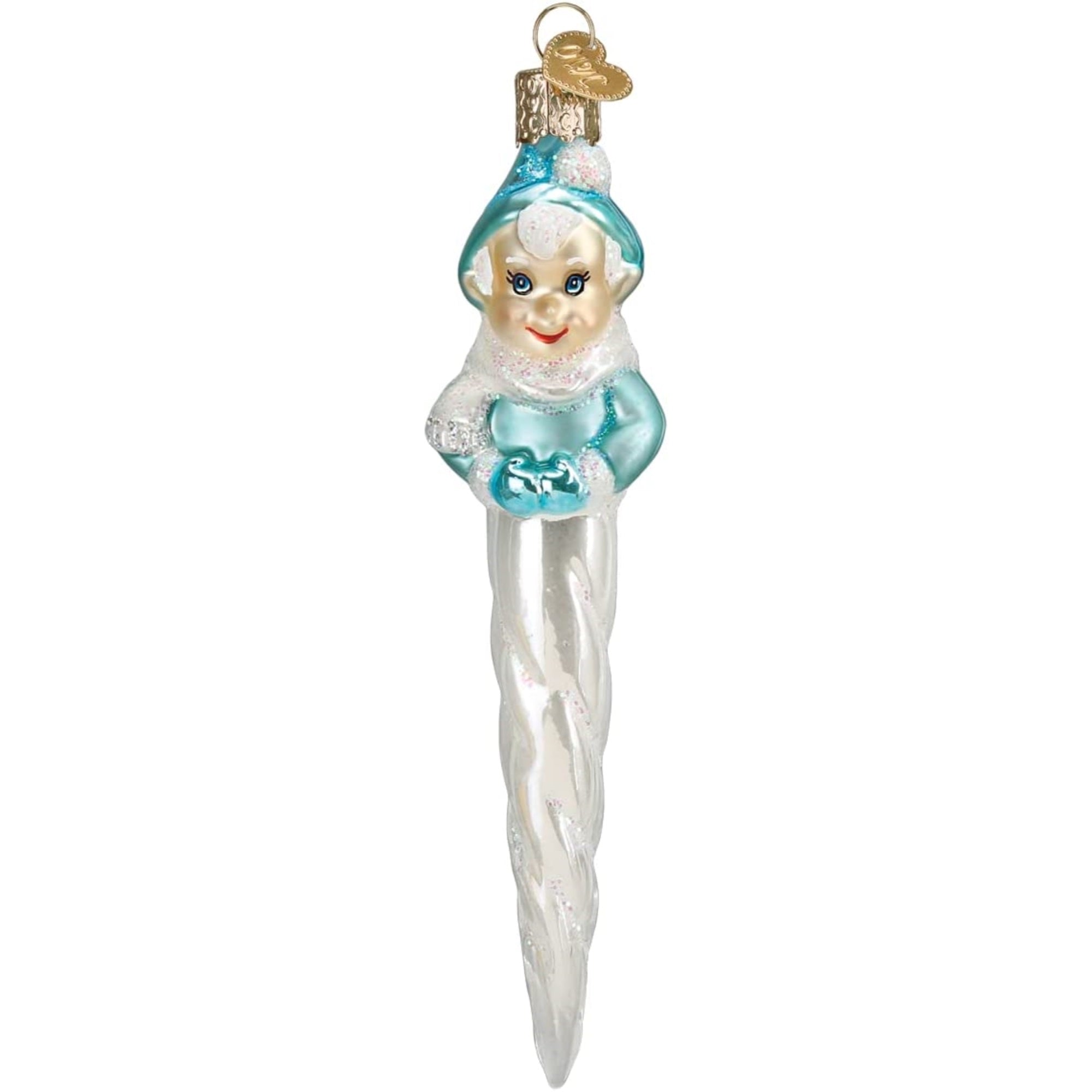 Old World Christmas Blown Glass Ornament for Christmas Tree, Frosty Elf Icicle