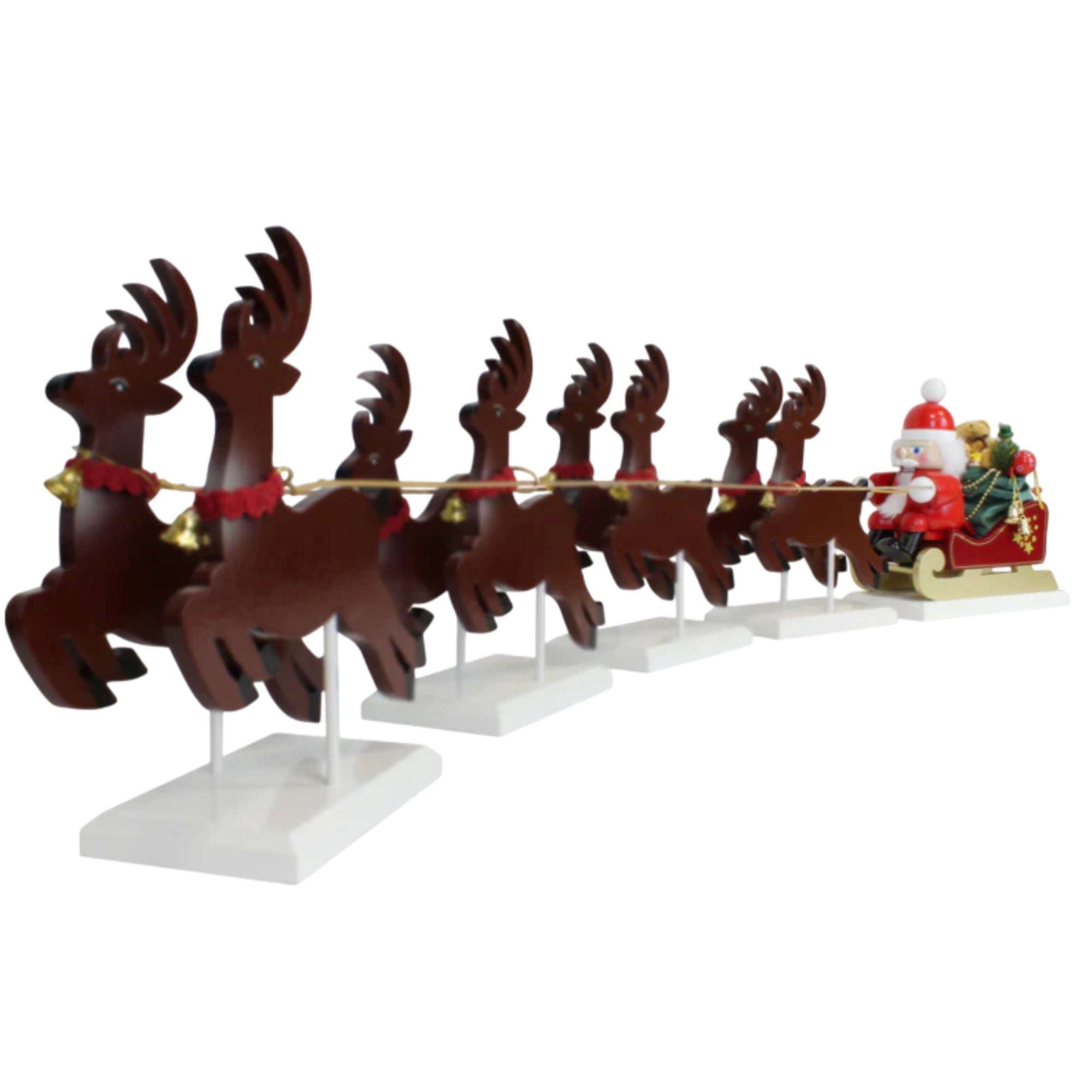 Steinbach Wooden Santa on His Sled with Reindeer Nutcracker, 18"