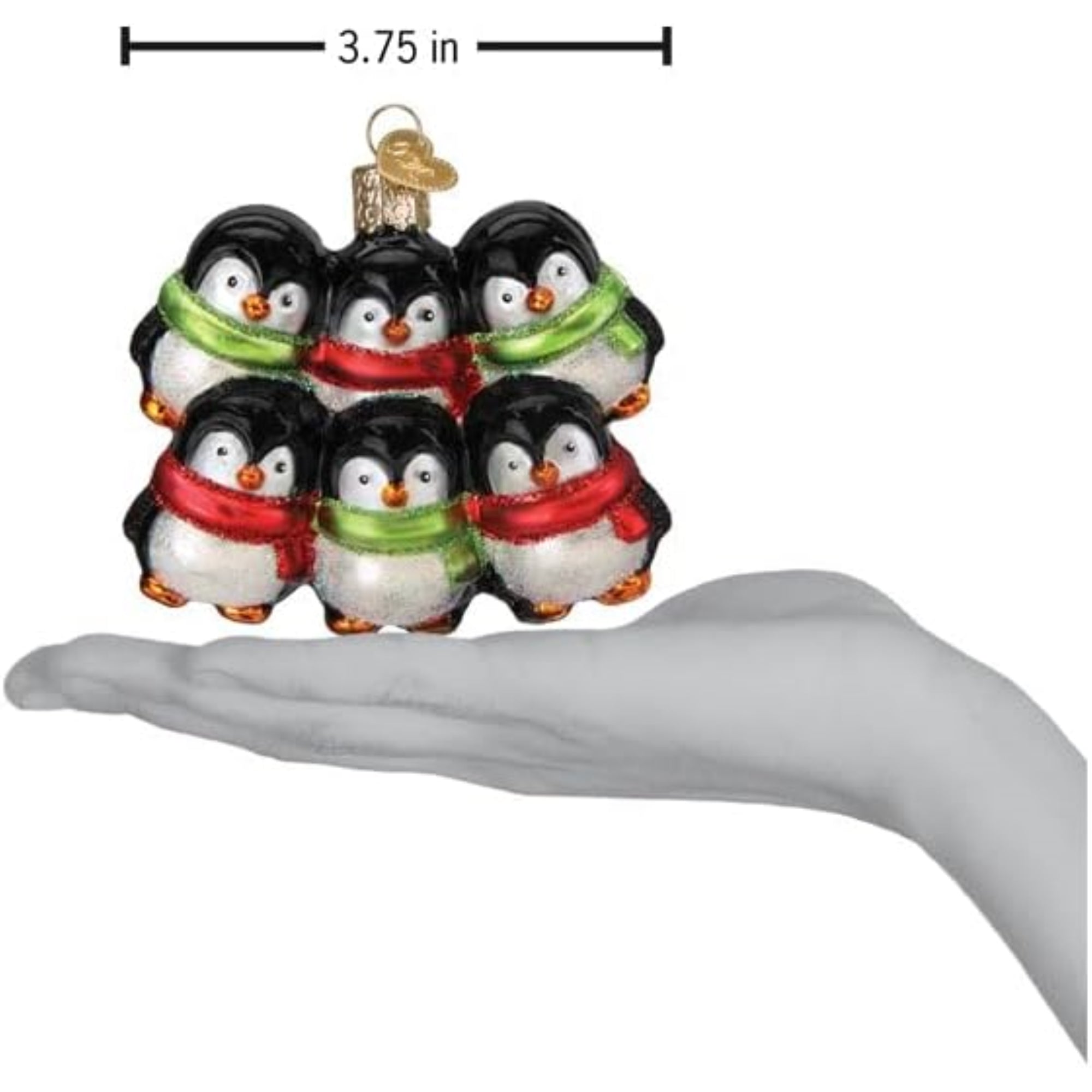 Old World Christmas Blown Glass Ornament for Christmas Tree, Penguin Family Of 6 (with OWC Gift Box)
