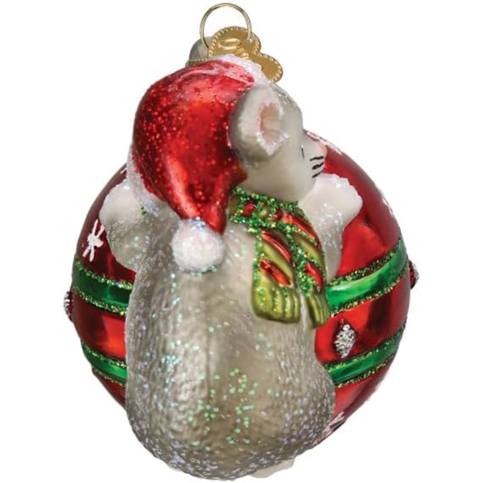 Old World Christmas Blown Glass Ornament for Christmas Tree, Playful Christmas Mouse (with OWC Gift Box)