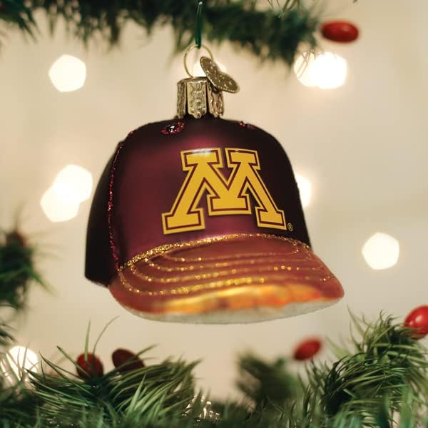 Old World Christmas Blown Glass Ornament for Christmas Tree, University of Minnesota Baseball Cap