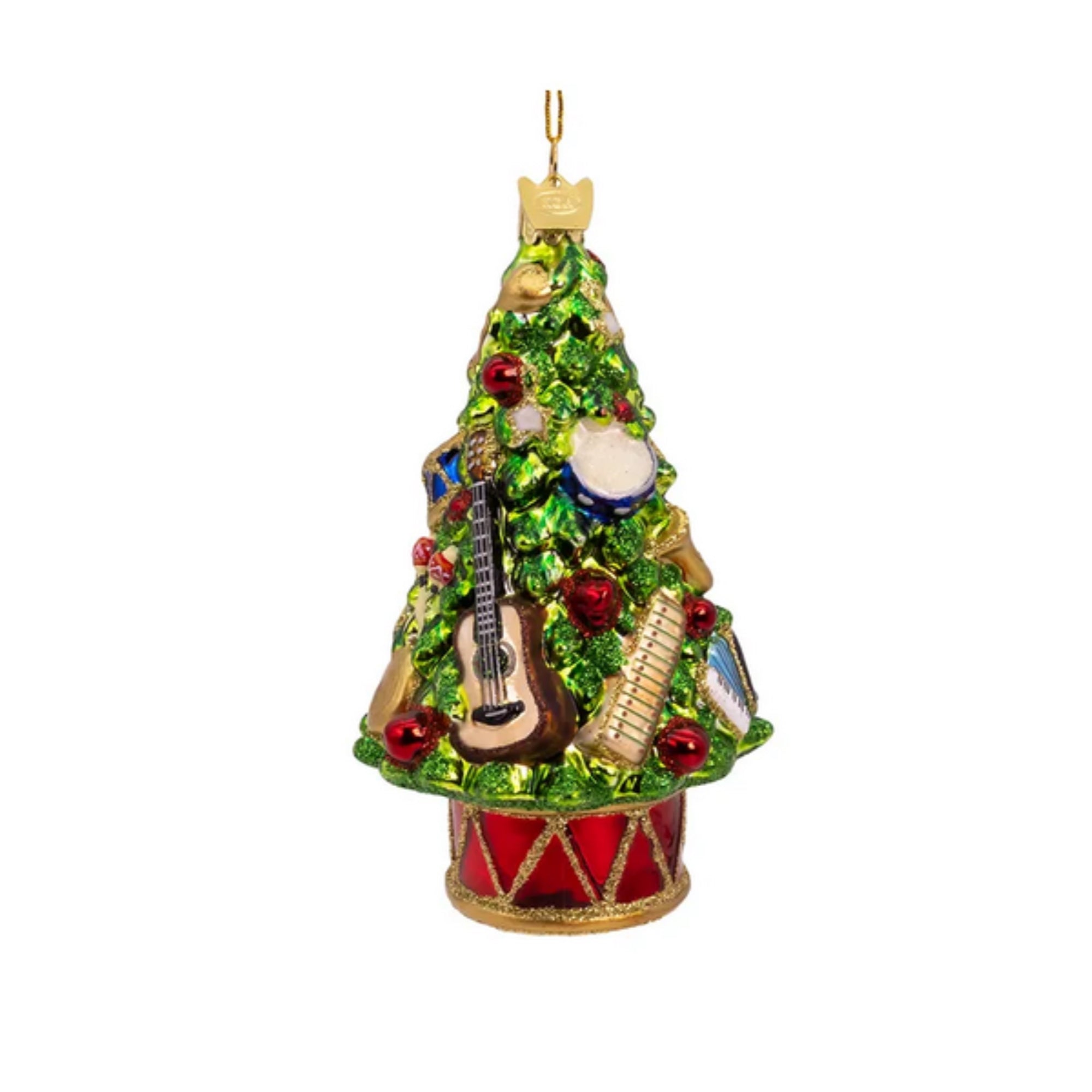 Kurt Adler Nobel Gems Glass Ornament, Christmas Tree with Musical Instruments