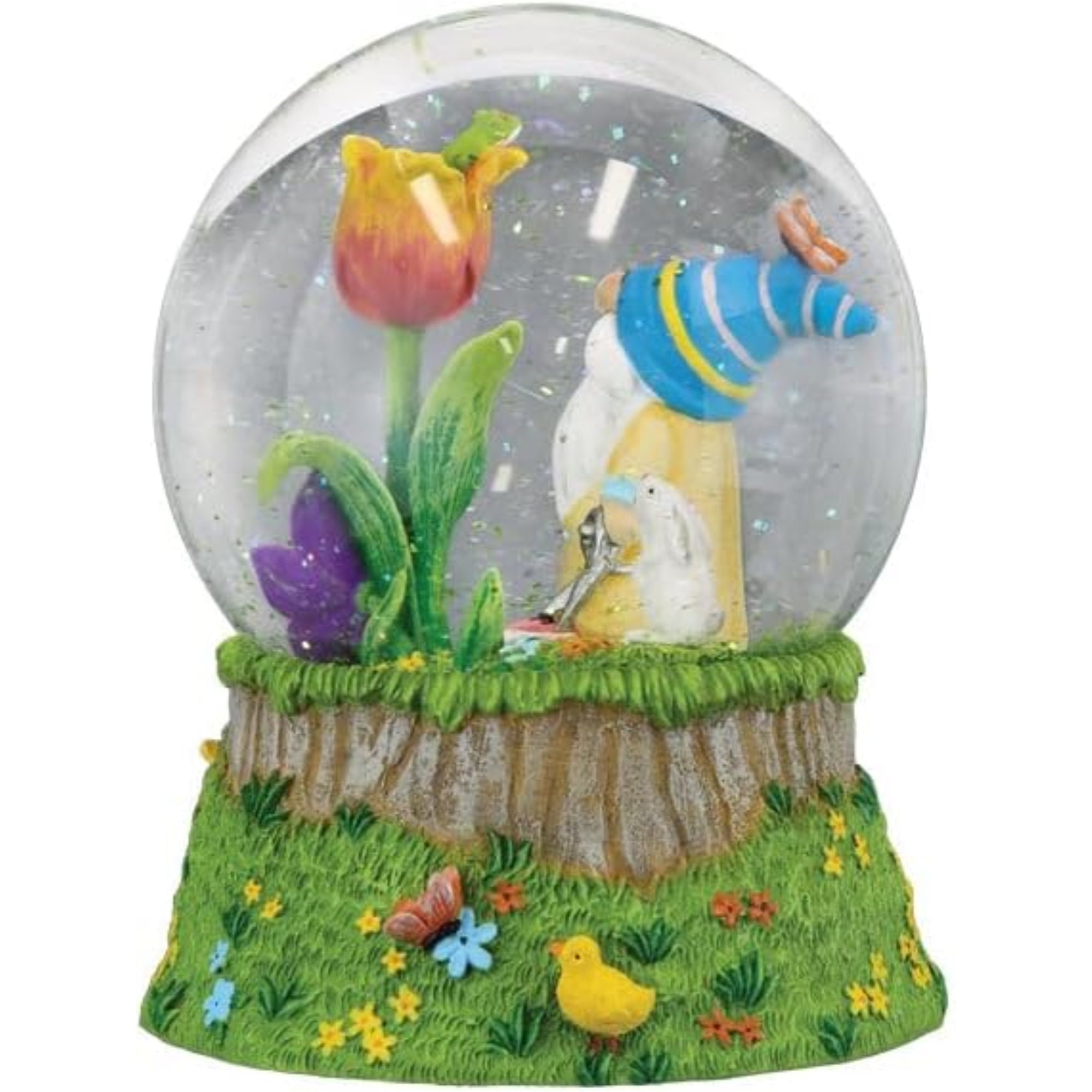 Old World Christmas Tabletop Spring Garden Gnome Snow Globe, Multicolored, 6"