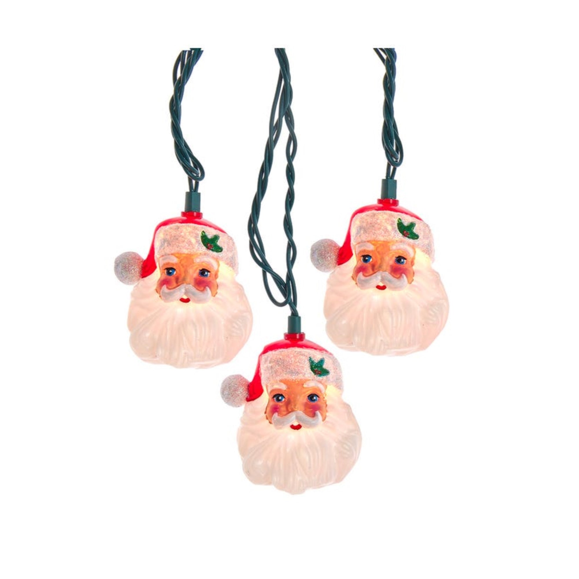 Kurt Adler UL 10-Light String Light Set, Santa Head, 12'