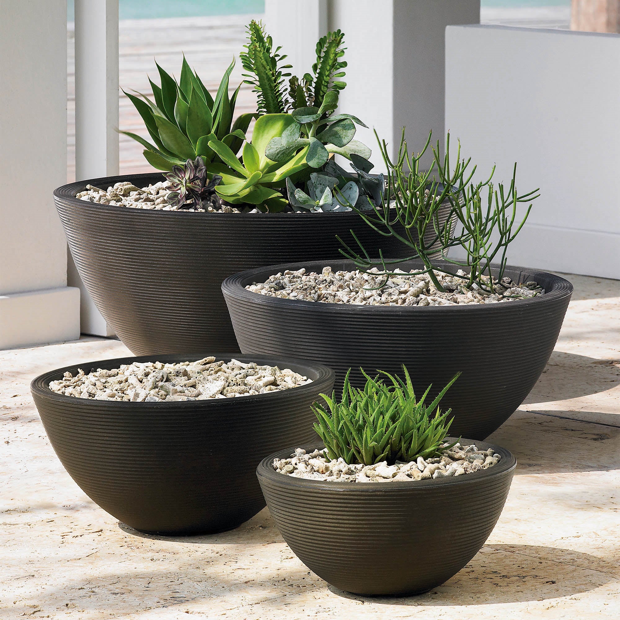 Crescent Garden Delano Planter, Double-Walled Plant Bowl Pot