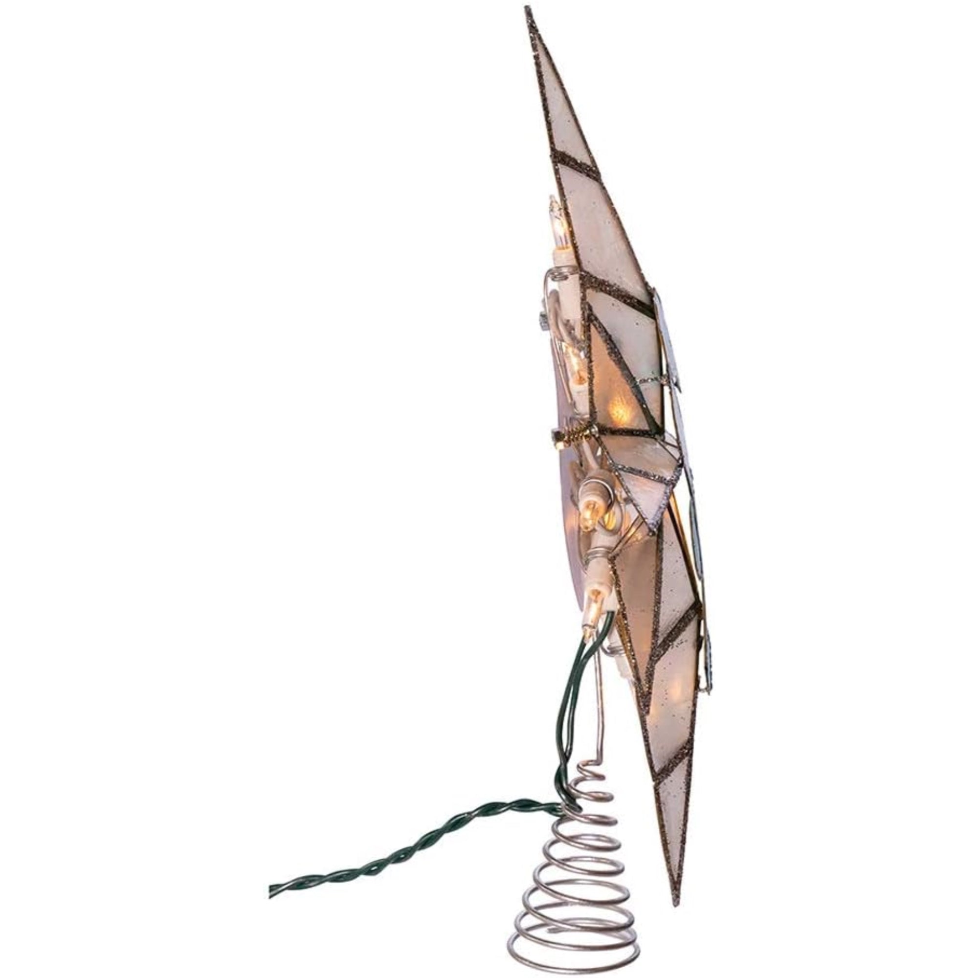 Kurt Adler 8-Point Illuminated Capiz Shell Bethlehem Star with Seahorse Treetop, 10 Incandescent Lights, 11.4"