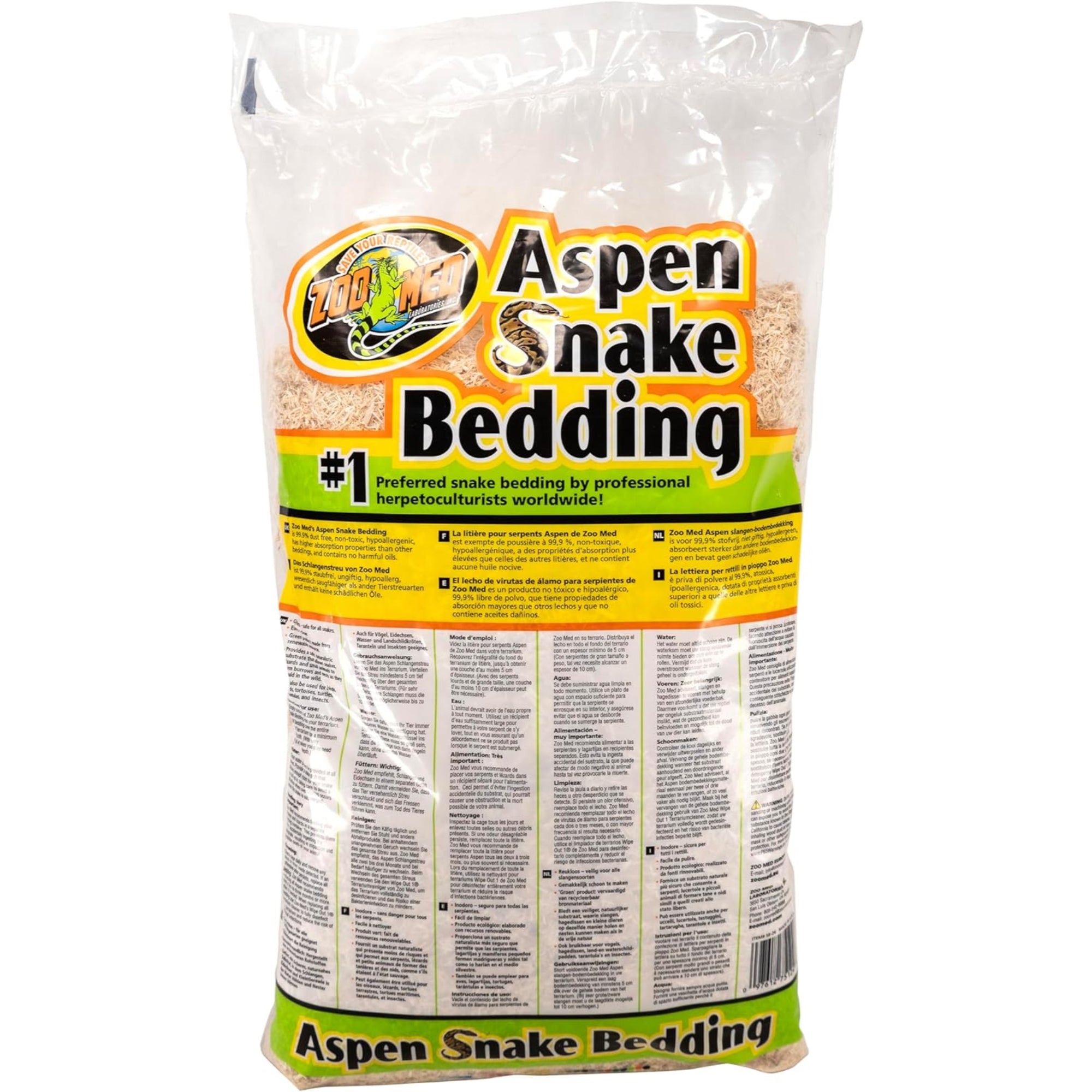 Zoo Med Aspen Snake Cage Bedding, Naturalistic Absorbent Substrate, 24qt