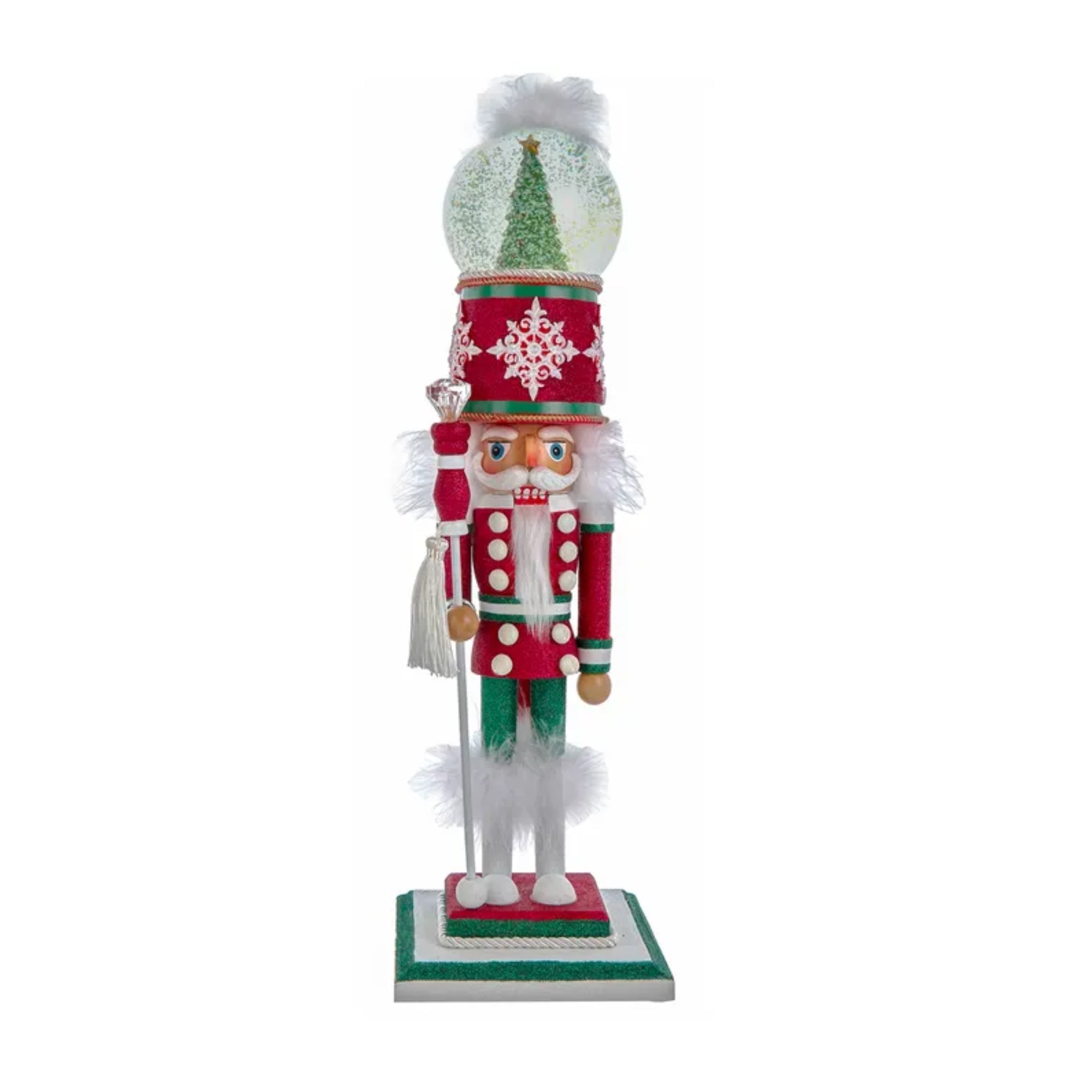 Kurt Adler Hollywood Nutcracker Collection, Battery Operated Deck The Halls Musical Water Globe Hat, 21in