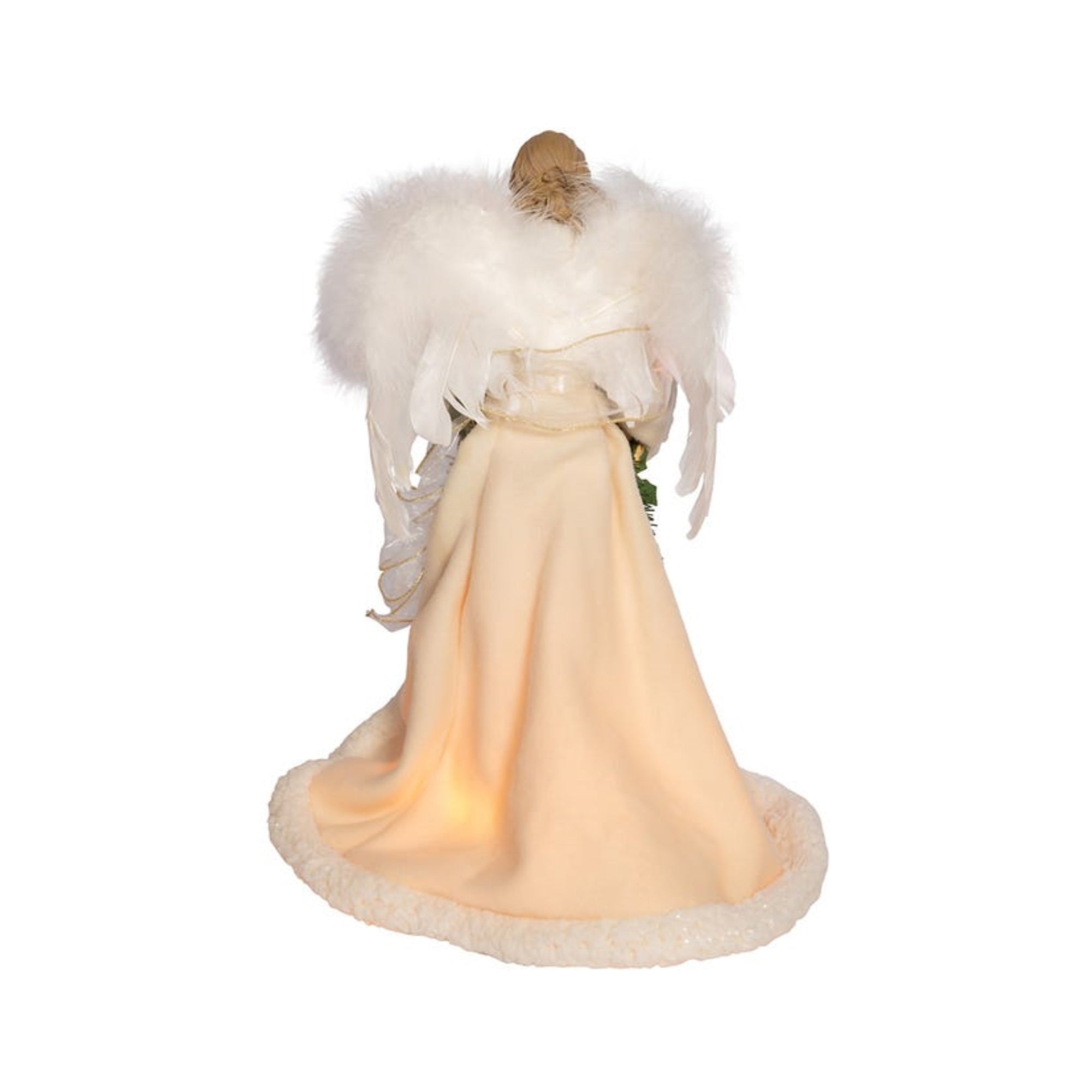 Kurt Adler 10-Light Christmas Angel Treetop, Ivory and Grey, 16'