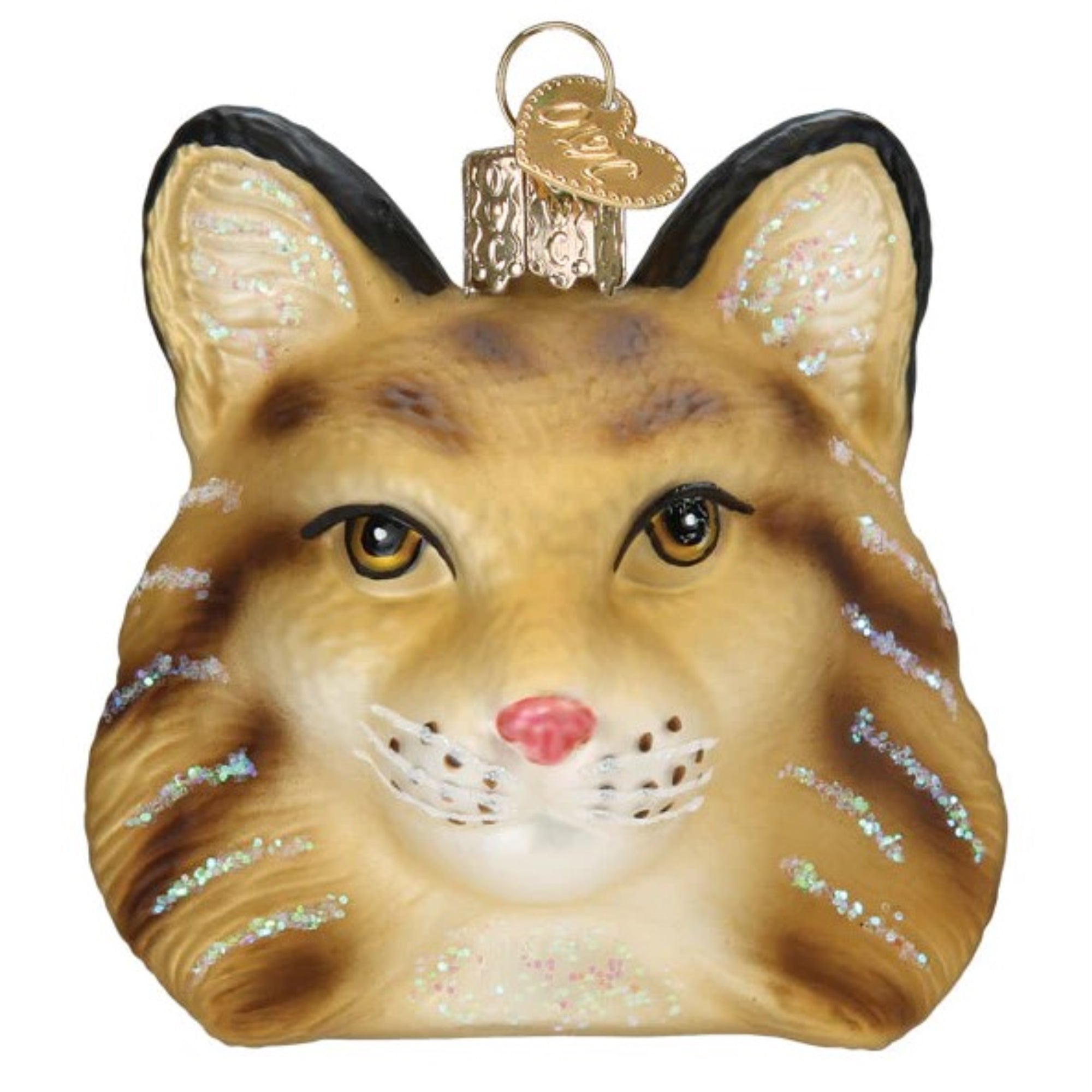 Old World Christmas Blown Glass Ornament for Christmas Tree, Bobcat Head (with OWC Gift Box)