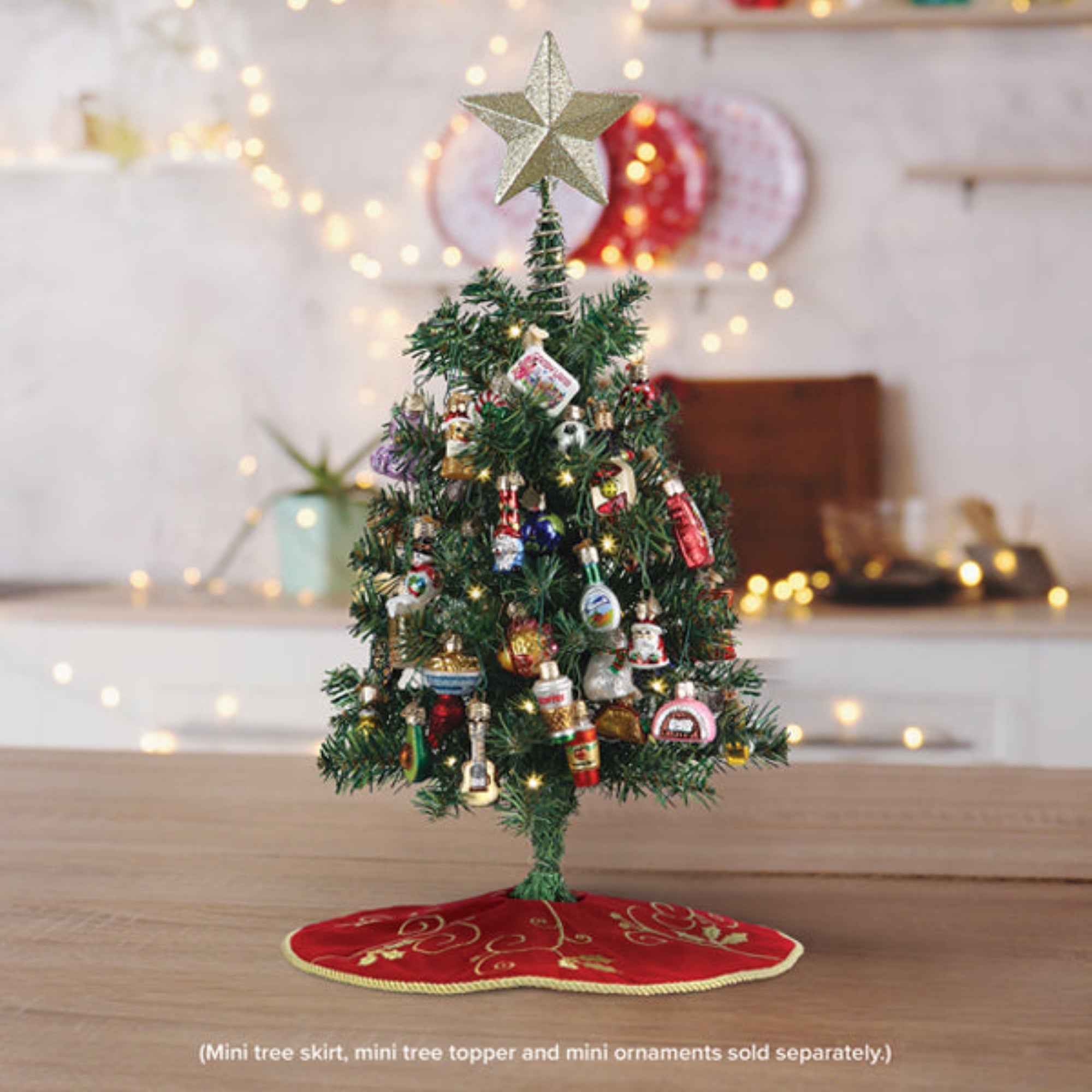 Old World Christmas Mini Artificial Pre-lit Tree for Small Spaces, Dorms, and More, 18"